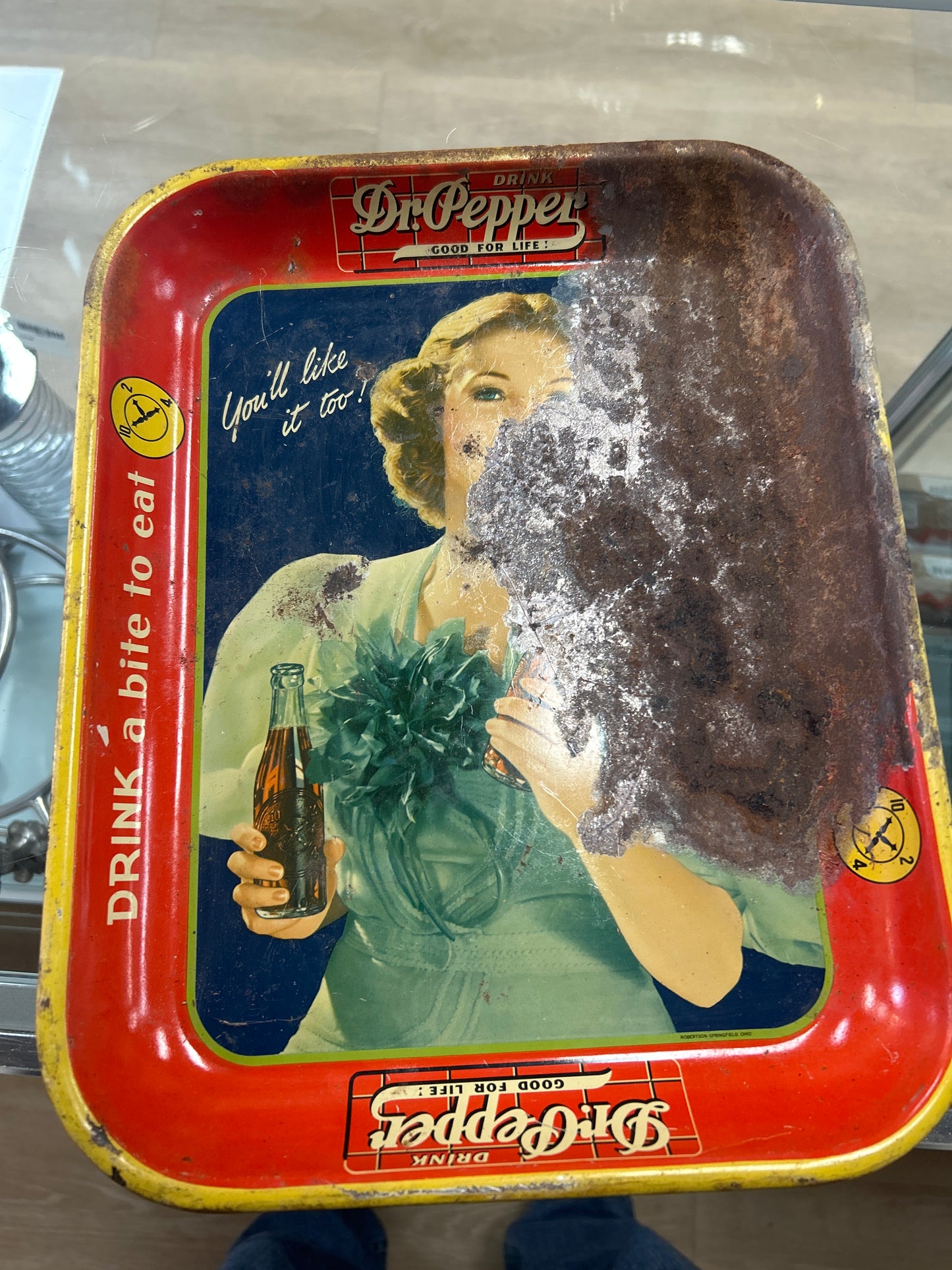1930's Dr Pepper Good for Life serving tray "You'll like it too!".