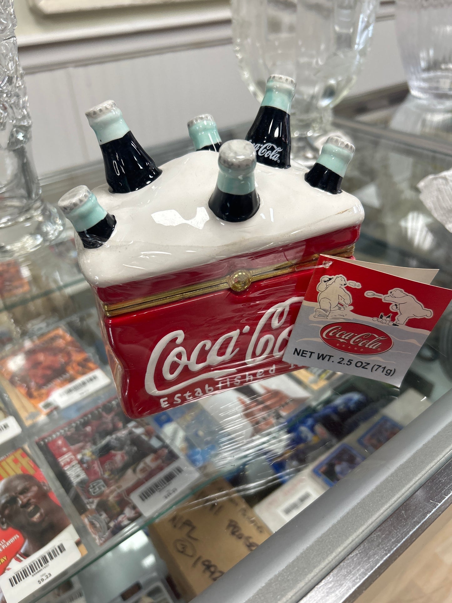 Vintage 2002 Coca Cola Cooler With Bottles Ceramic Trinket Box - Still Wrapped