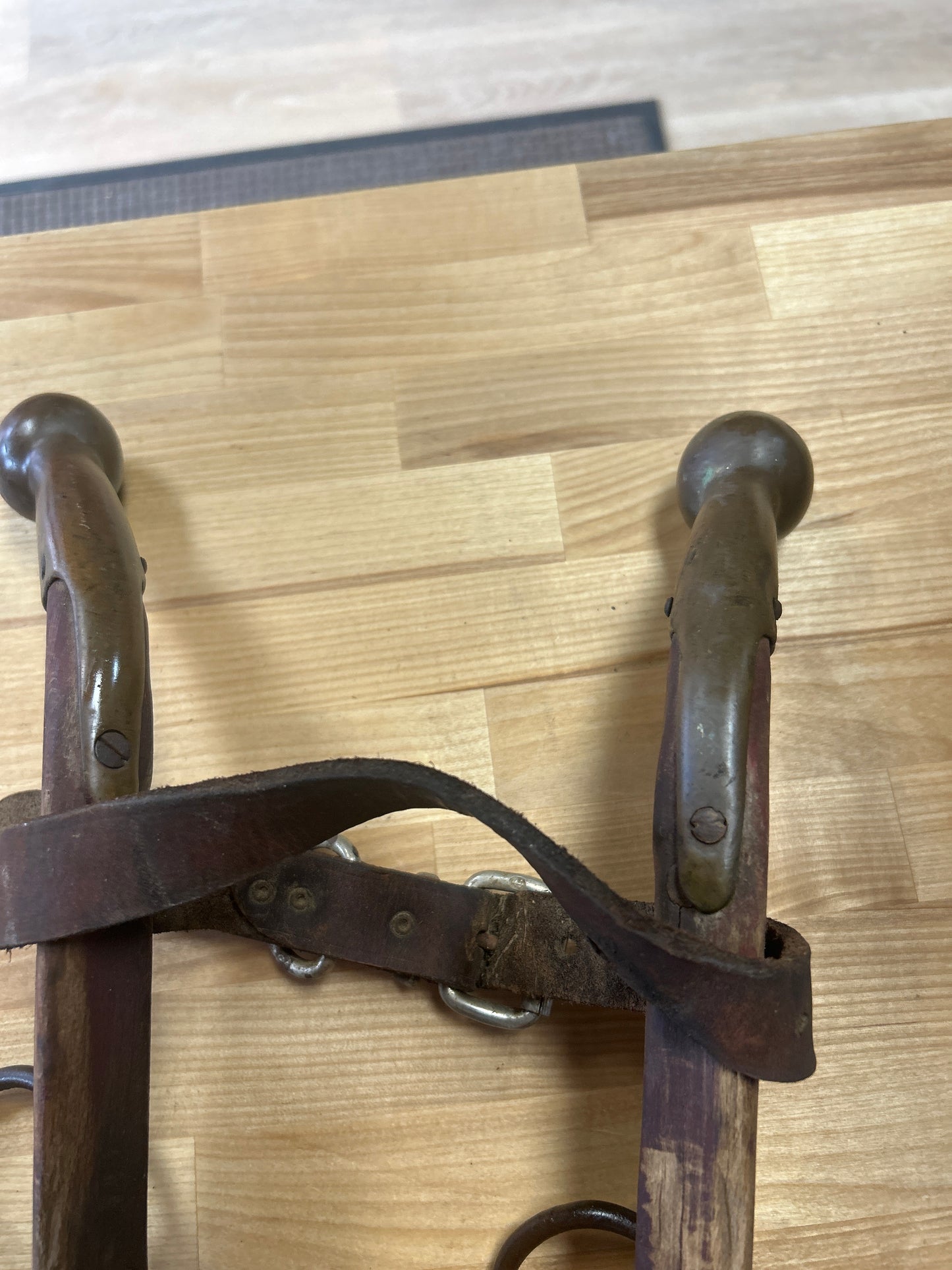 Antique horse hames Brass, Iron and Wood (unpolished brass) #1
