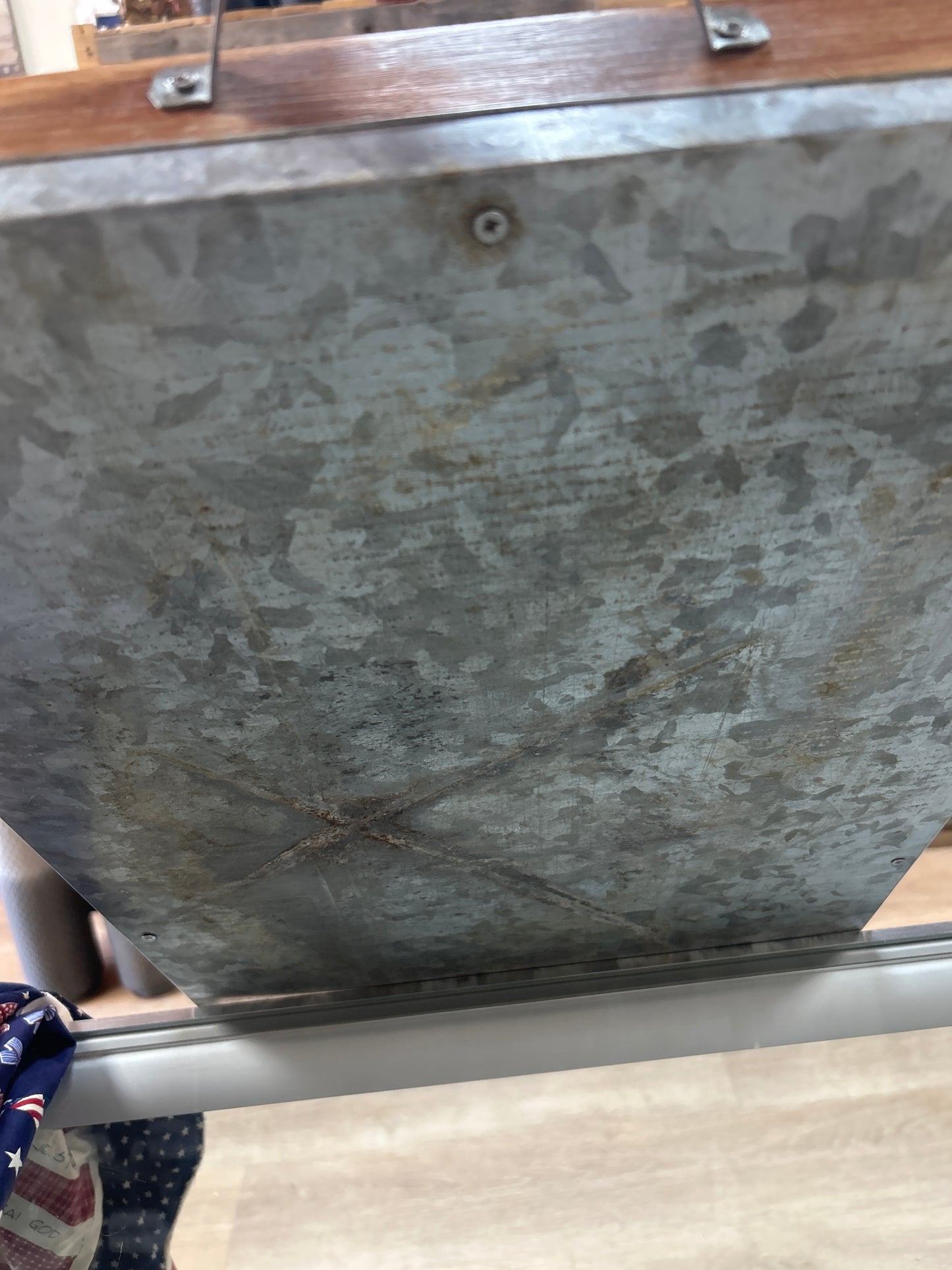 Wood and metal tray 15 1/2 x 22 1/4