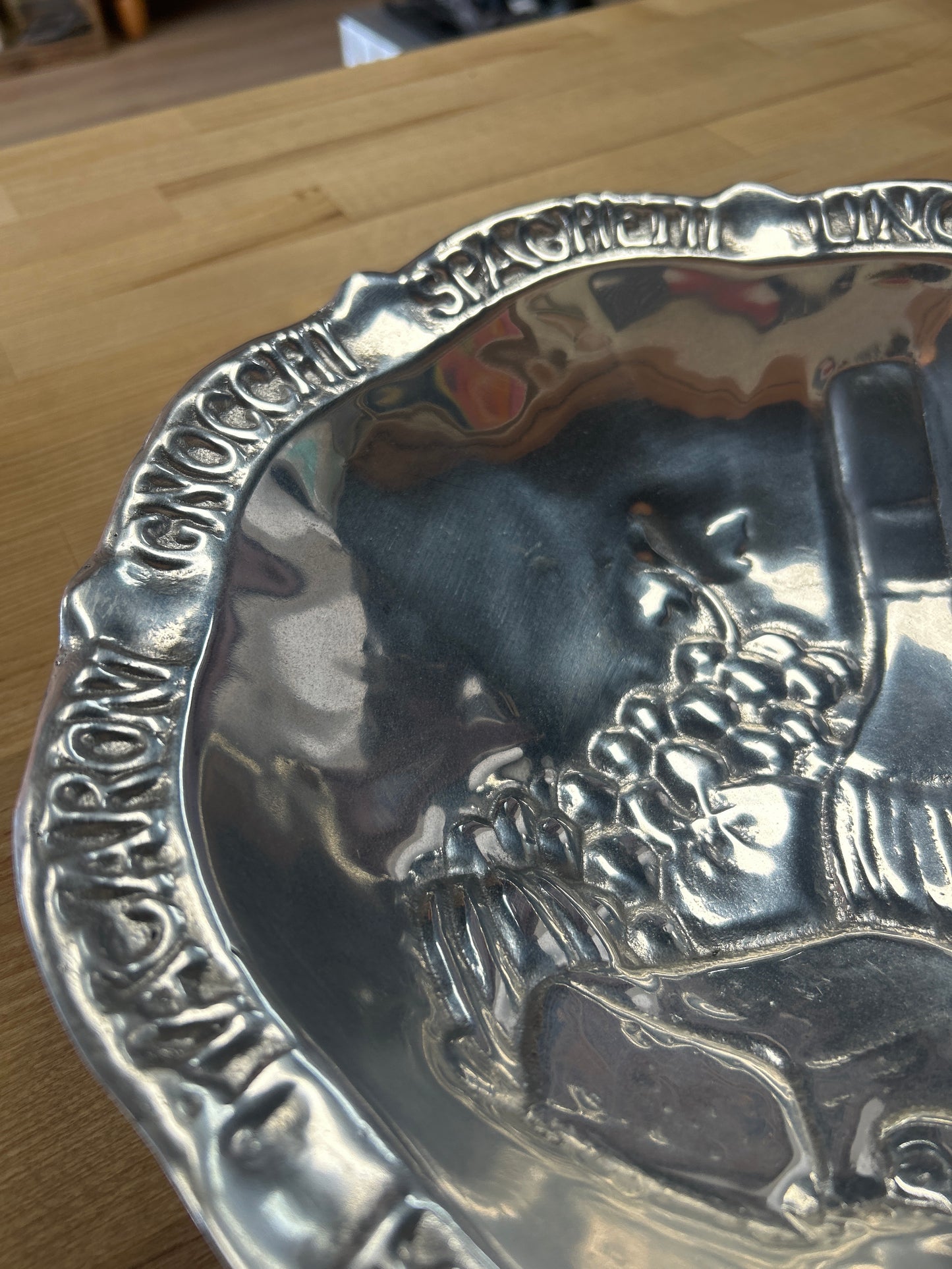 Vintage Aluminum Pasta Bowl Names 12”