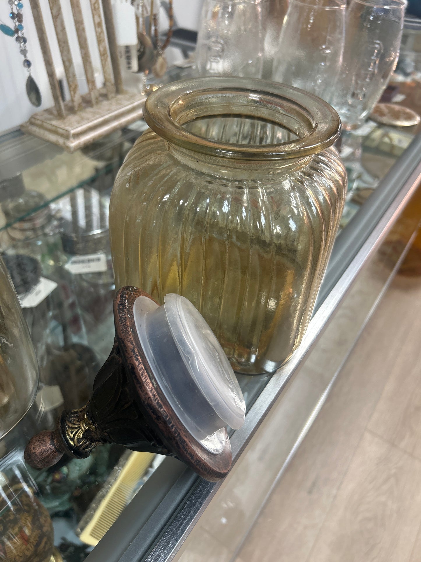 Vintage Square Ribbed Glass Jar Canister Apothecary (set of 3)