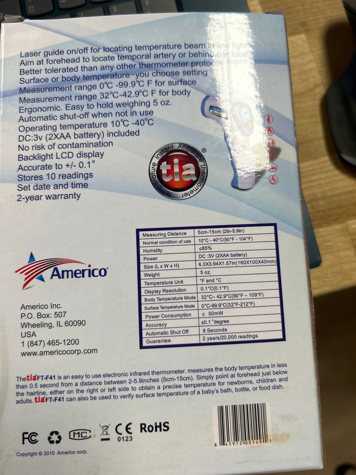 Americo Infrared Thermometer (non contact)