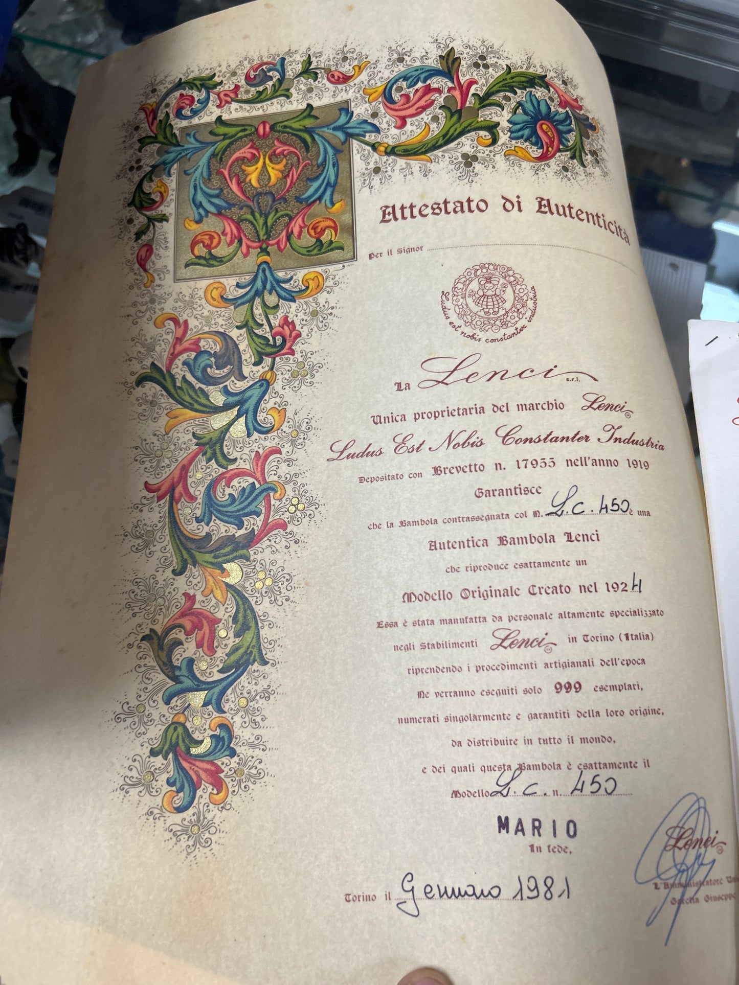 Vintage Lenci Doll w/ Documents