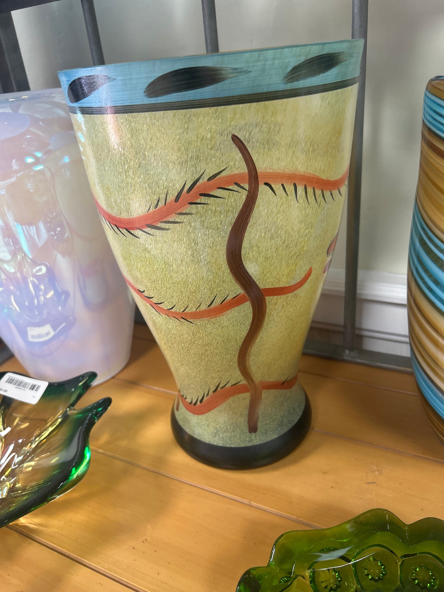 Kosta Boda Ulrica Hydman signed Nevada Snake Large Glass Vase 13”