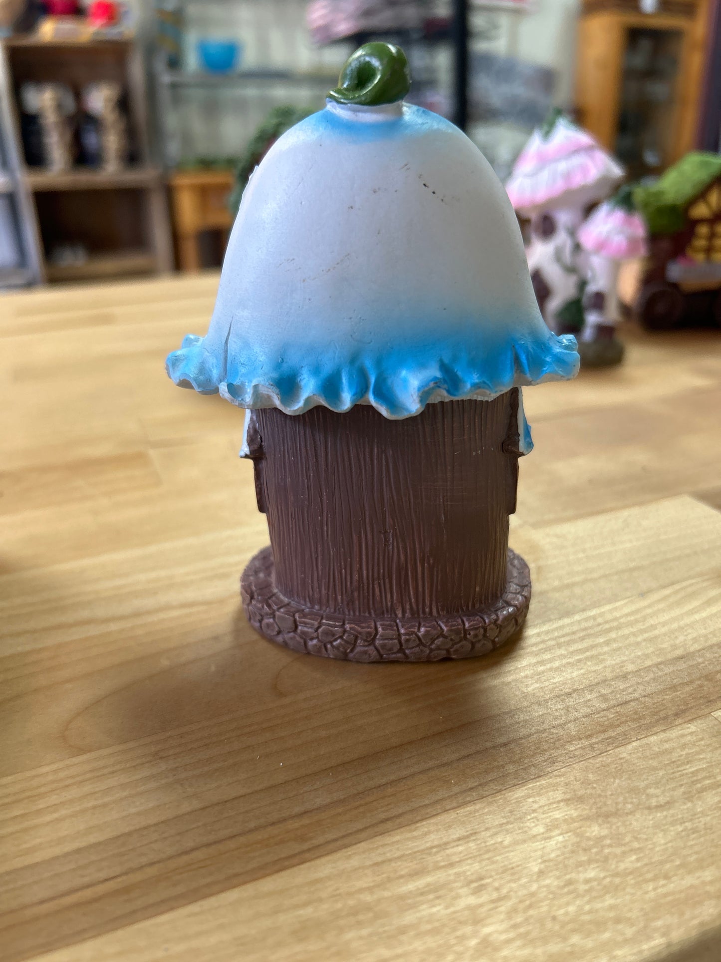 Fairy Garden Mushroom Forest Figurine (blue w/ vines)
