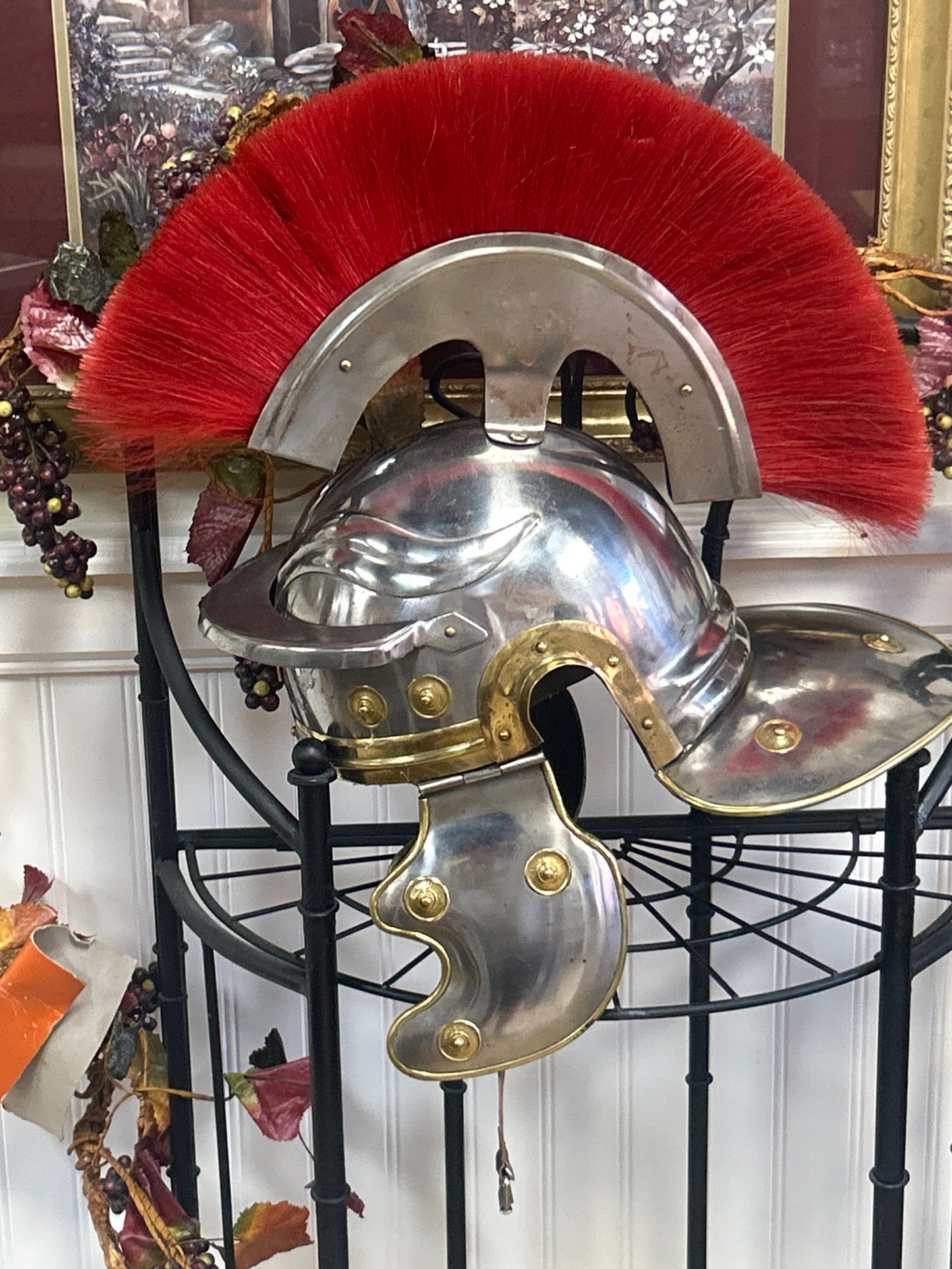 Roman Centurion Helmet With Red Plume (preowned used)