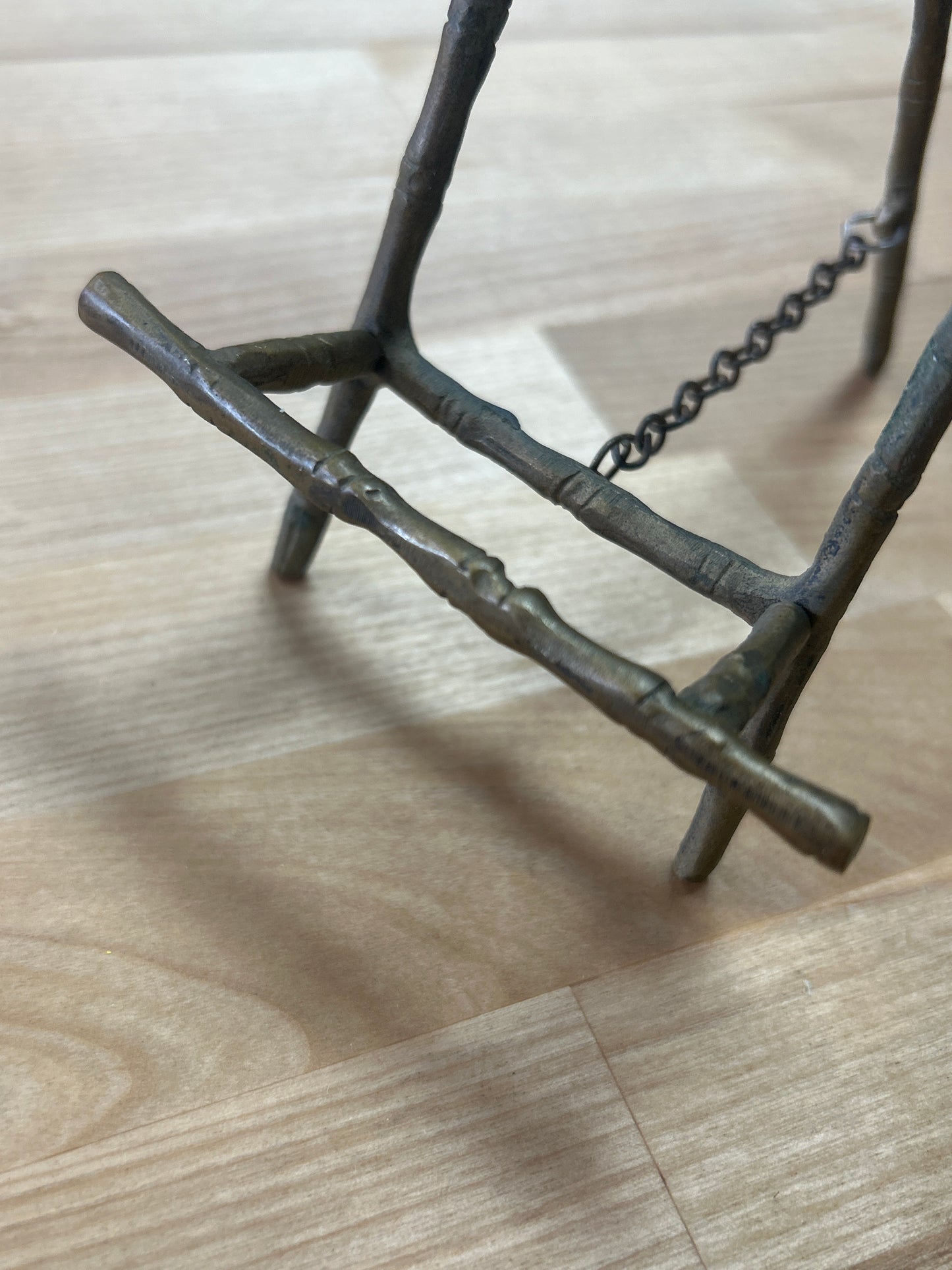 Vintage Brass Bamboo Folding Picture Easel