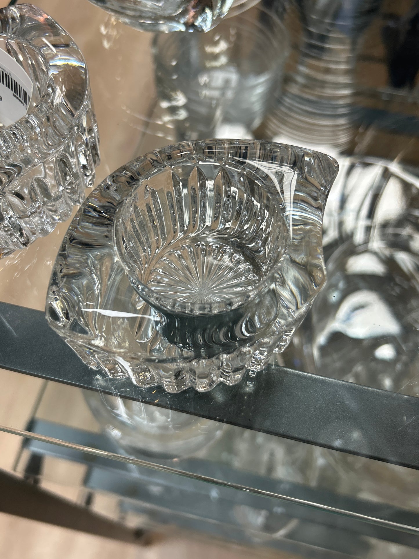 2 glass candle holders