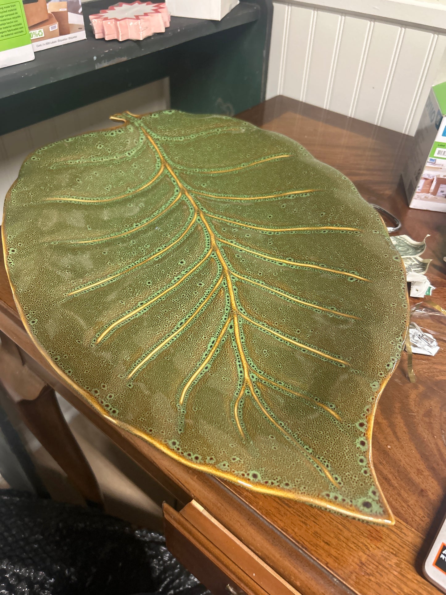 Large ceramic leaf.