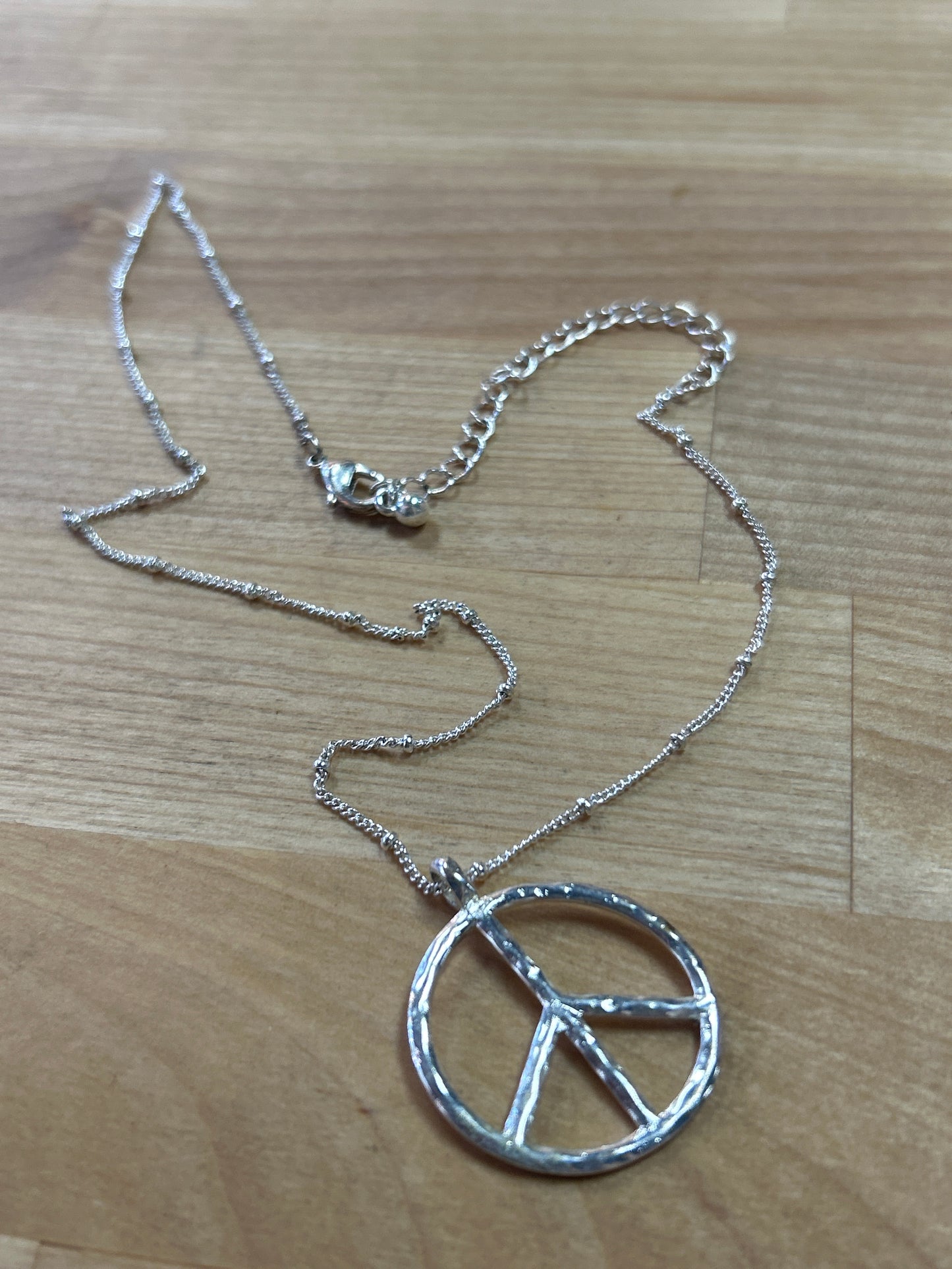 Peace Necklace Silver Tone