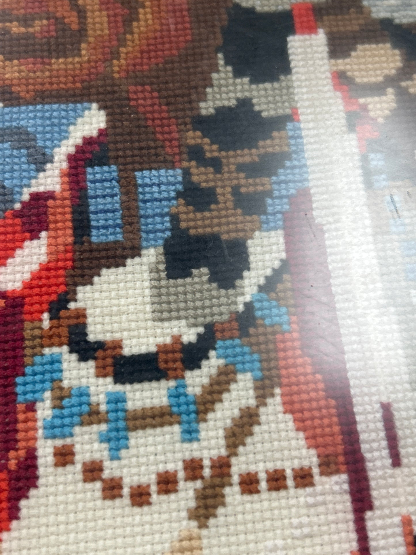 Vintage Retro Cross Stitch of Native American Indian Chief Framed (16 1/2 x 20 1/2)