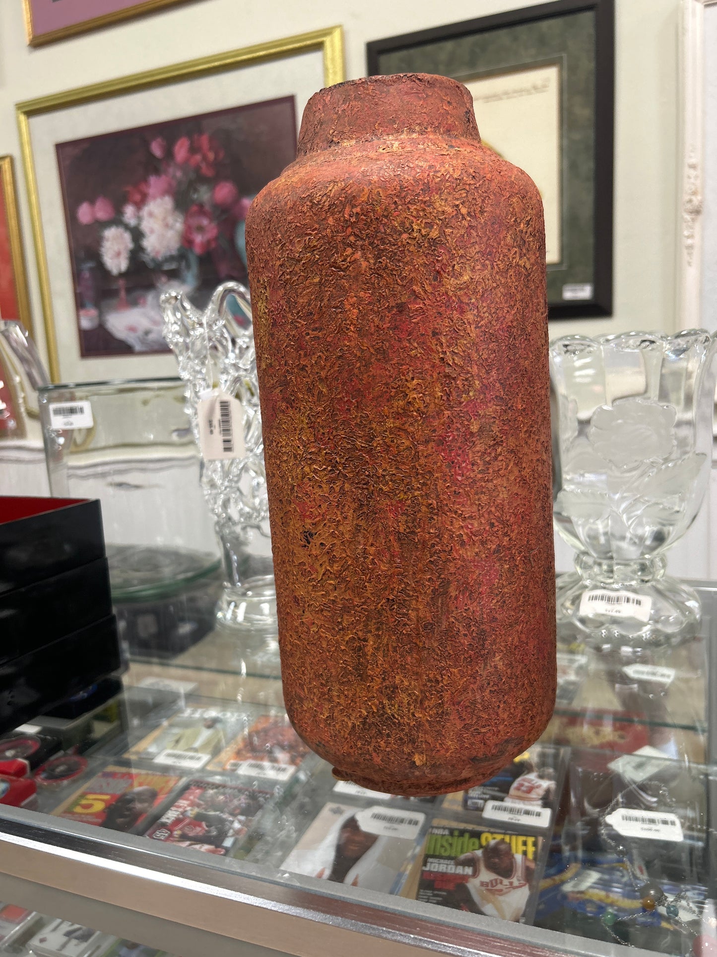 Vintage Vase Orange 14”