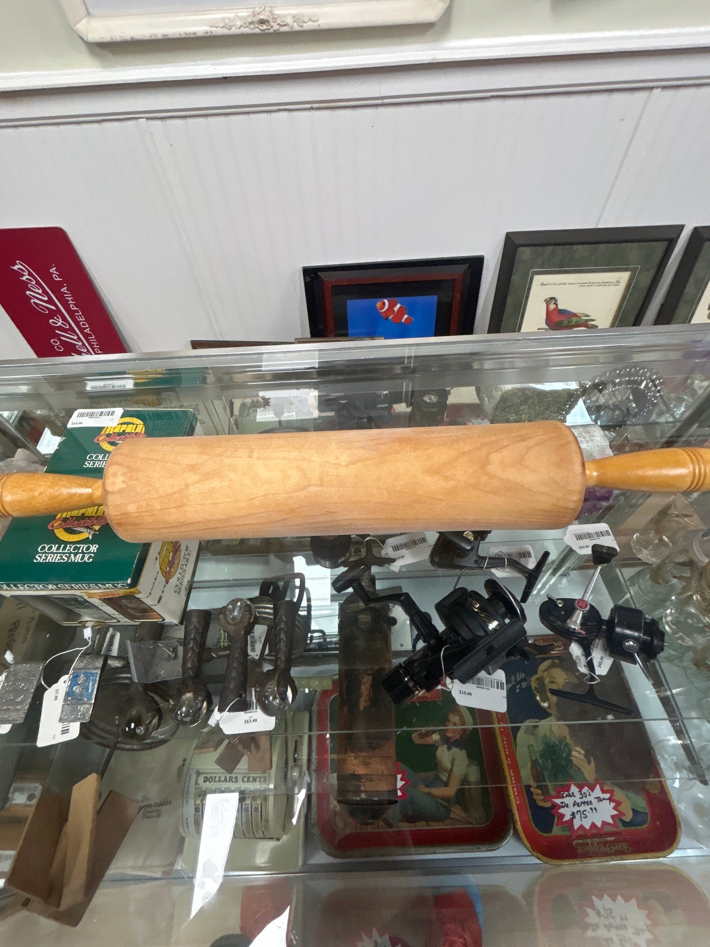 Vintage Thorpe Rolling Pin Co Hamden Connecticut Large Wood Rolling Pin 22” 12 barrel (EXCEPTIONAL CONDITION)