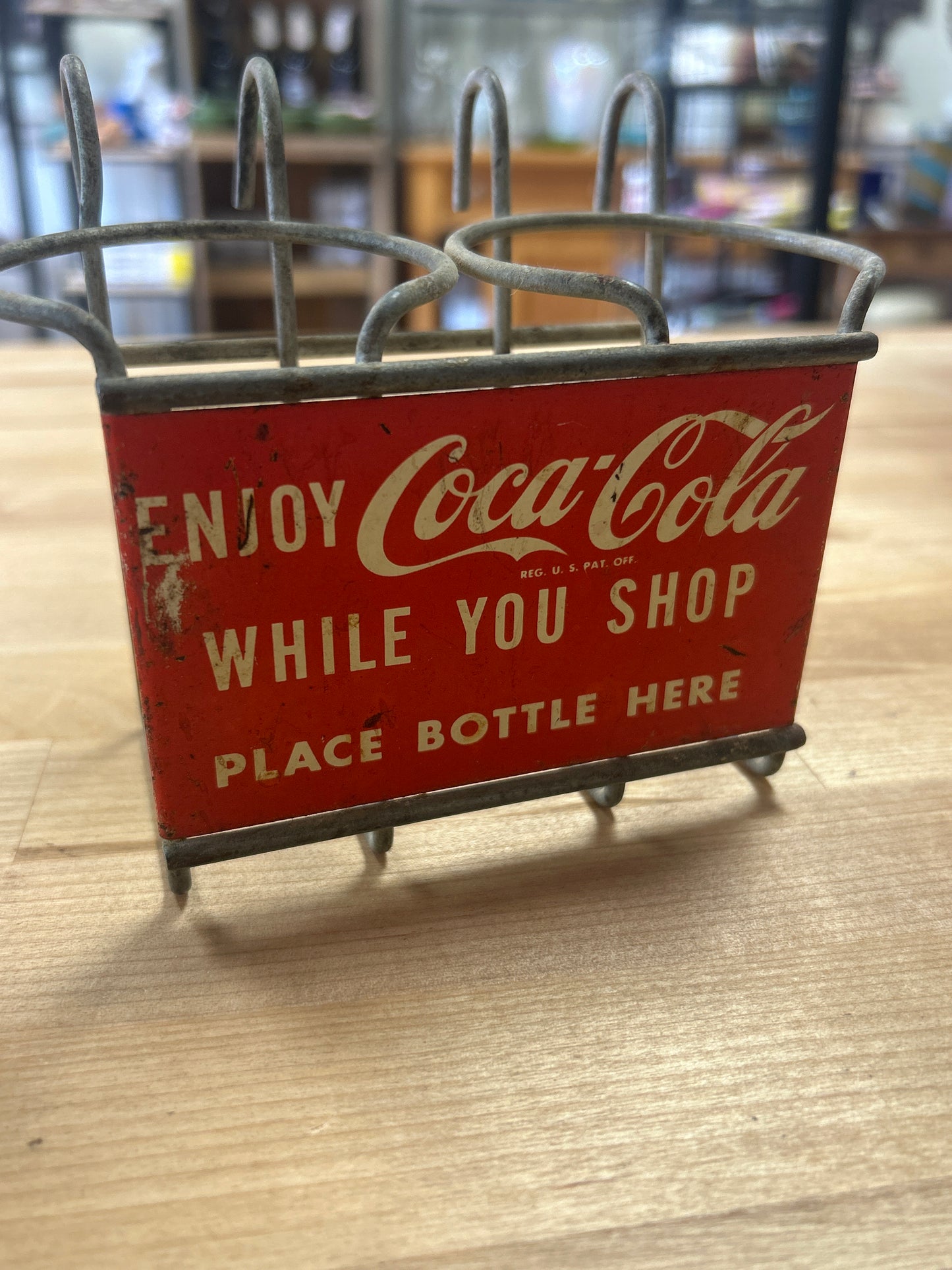 1950's ENJOY COCA COLA WHILE YOU SHOP GROCERY CART 2 BOTTLE CARRIER