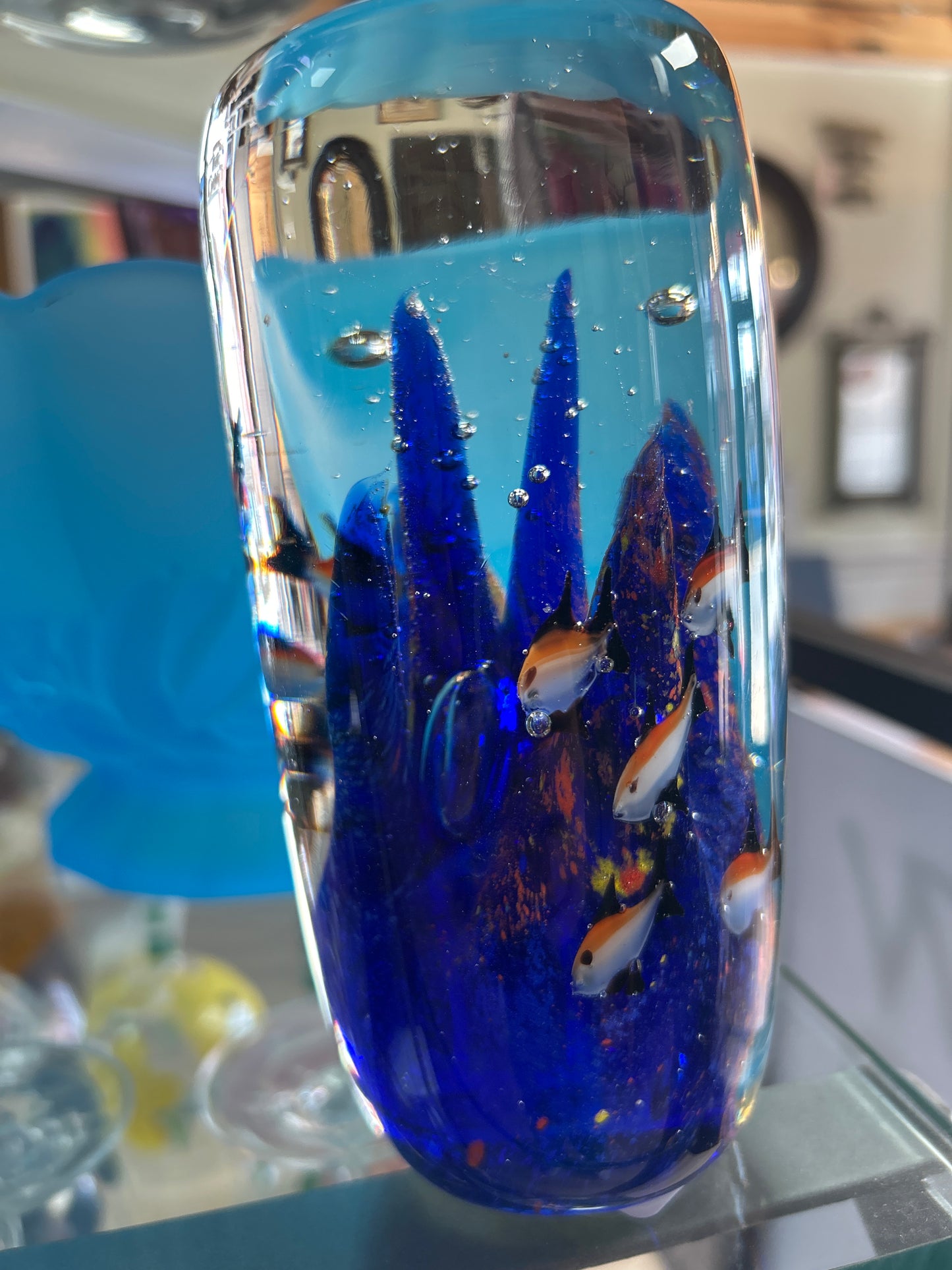 Glass fish themed paperweight or bath decor