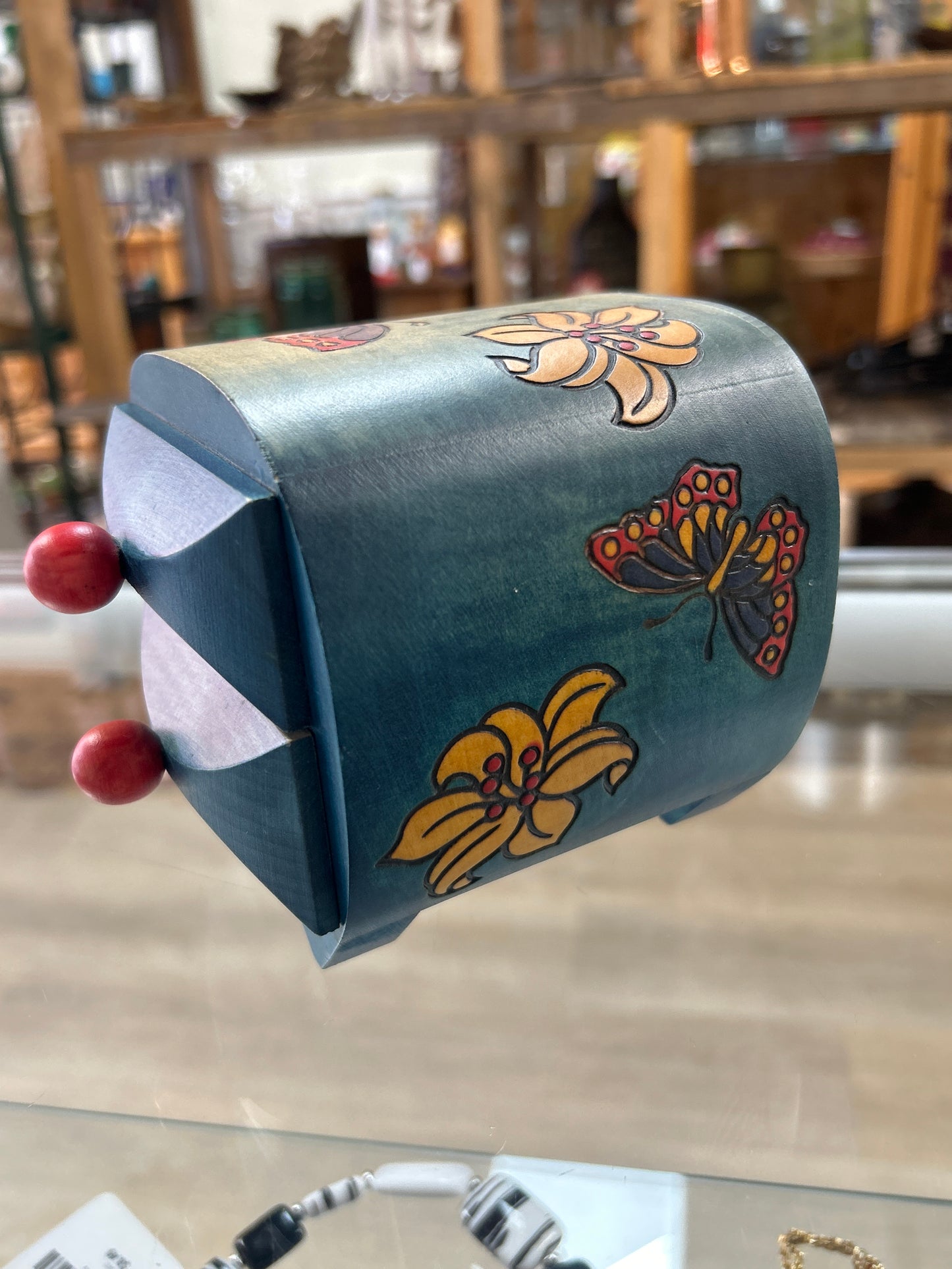 World of Boxes Marked w/Butterfly Motif. Trick Drawer’s. Marked on bottom.
