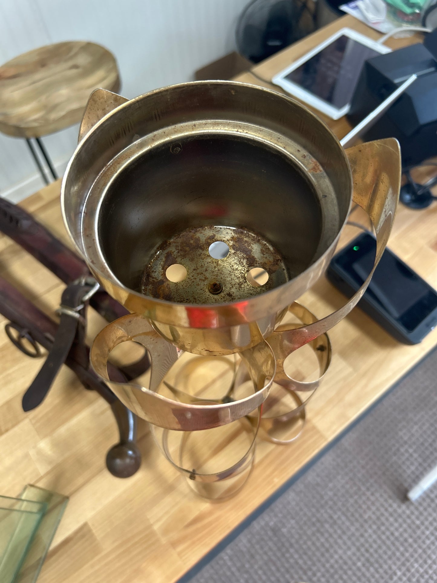 Vintage Mid Century Modern Mascot Plant Holder Brass (needs a good polishing)