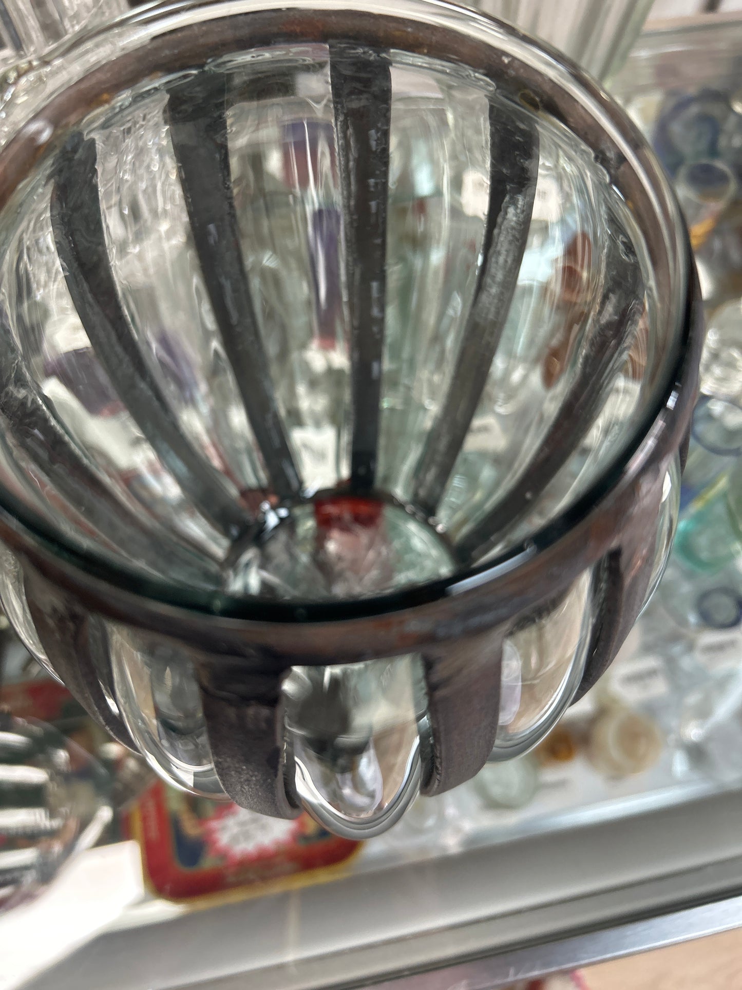Vintage Caged Glass Vase Handmade 10.5”
