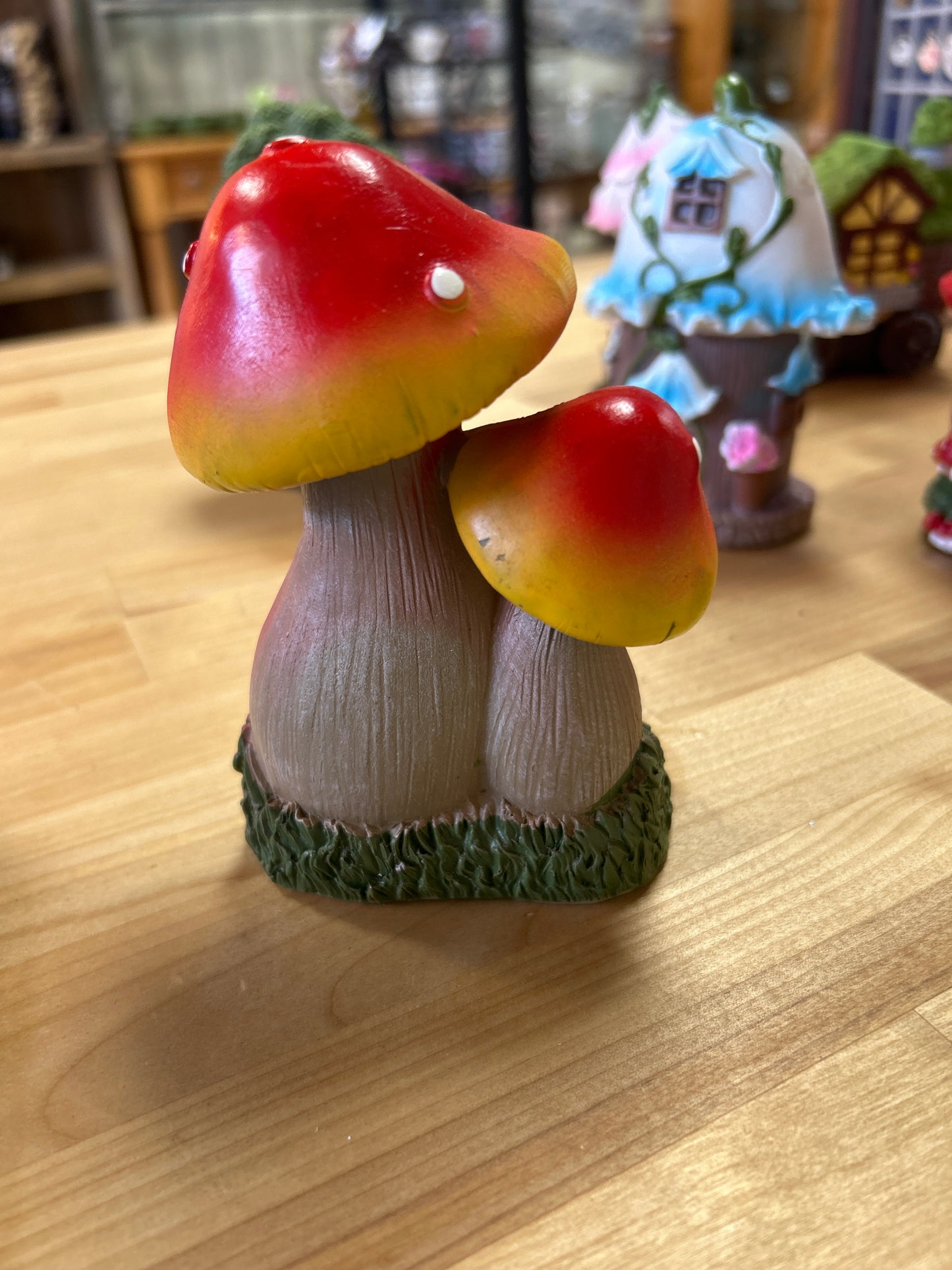 Fairy Garden Mushroom Forest Figurine (orange double mushroom)