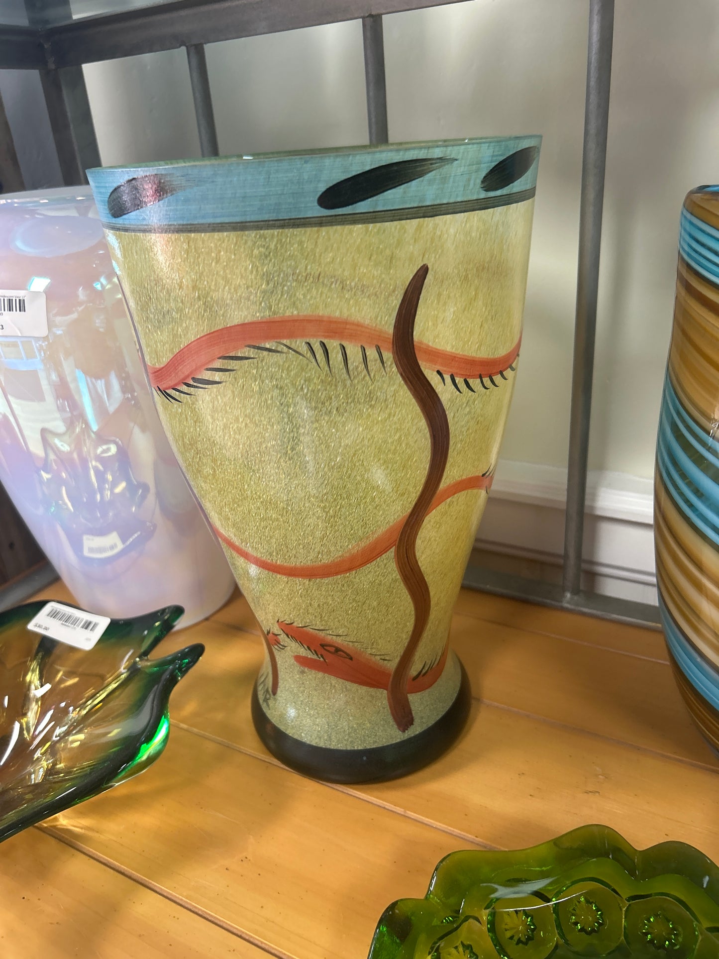 Kosta Boda Ulrica Hydman signed Nevada Snake Large Glass Vase 13”