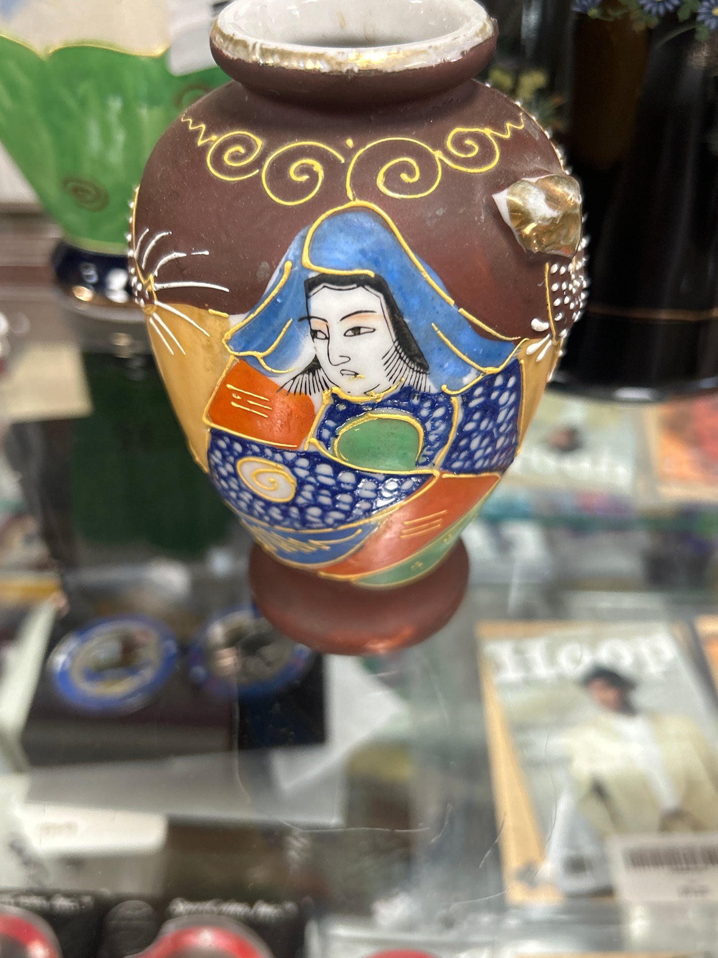 Japanese Satsuma Style Moriage Hand Painted Dragon Vase Made In Japan