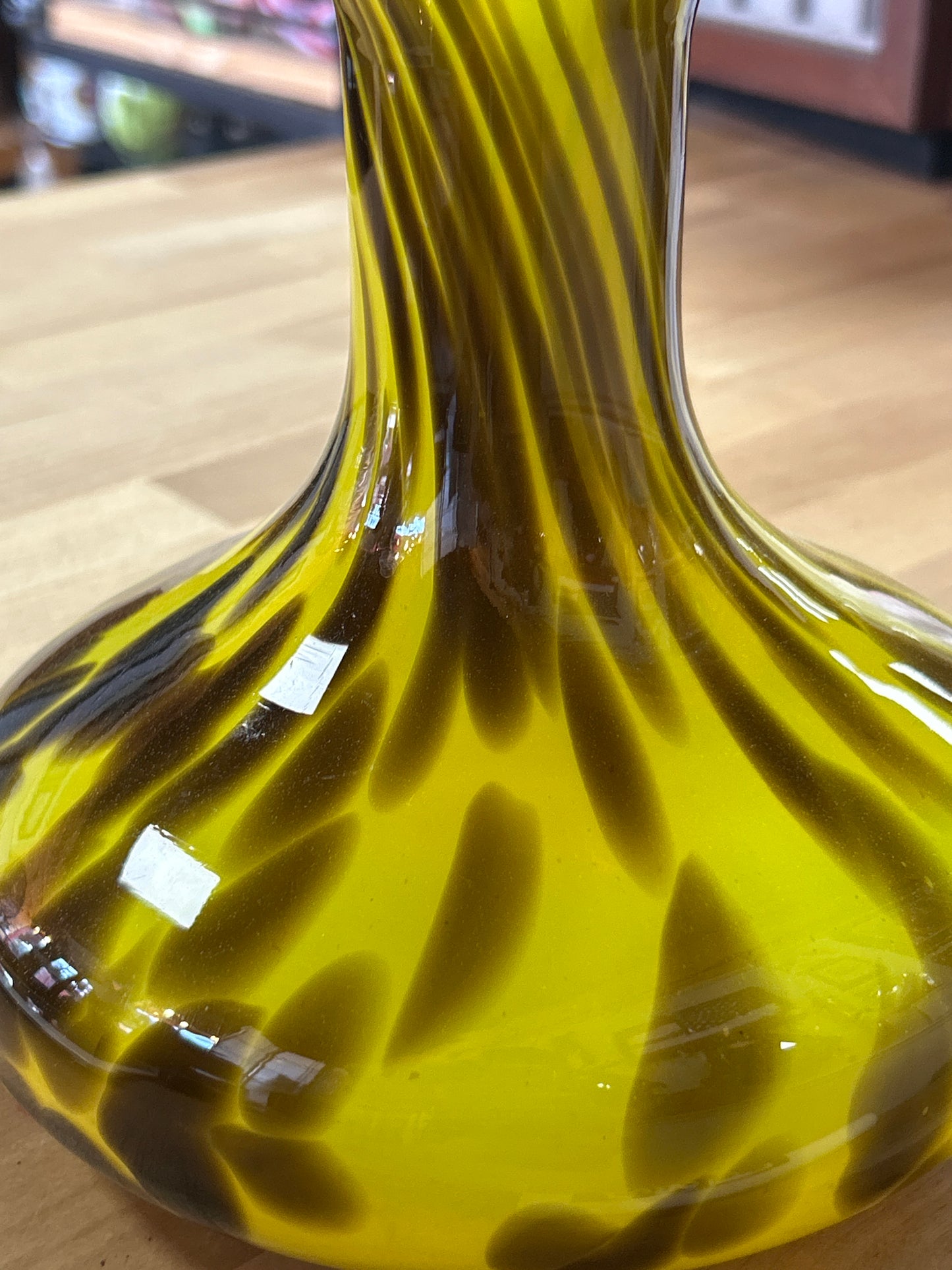 Yellow & Brown Glass Vase