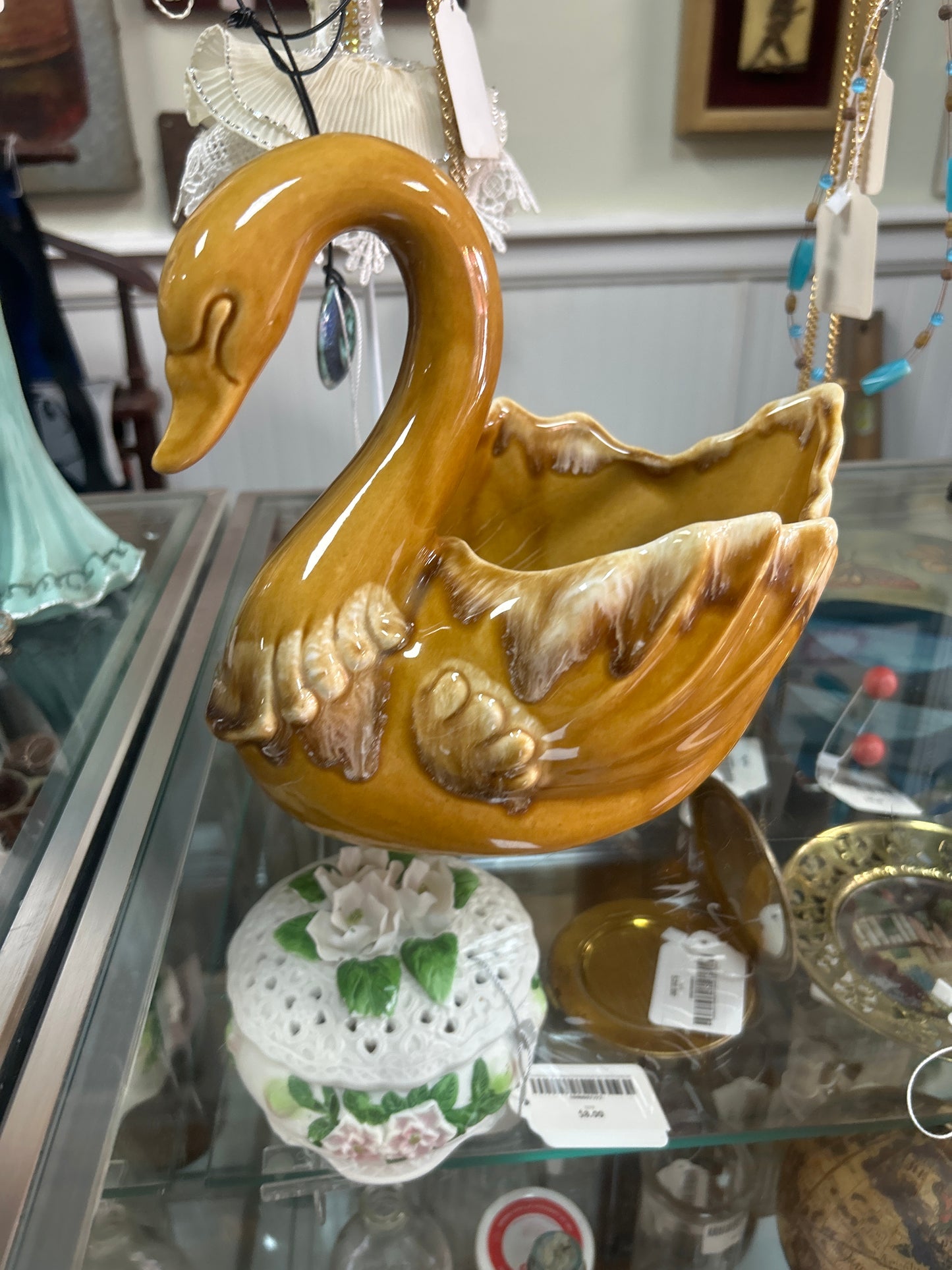 vintage ceramic swan planter