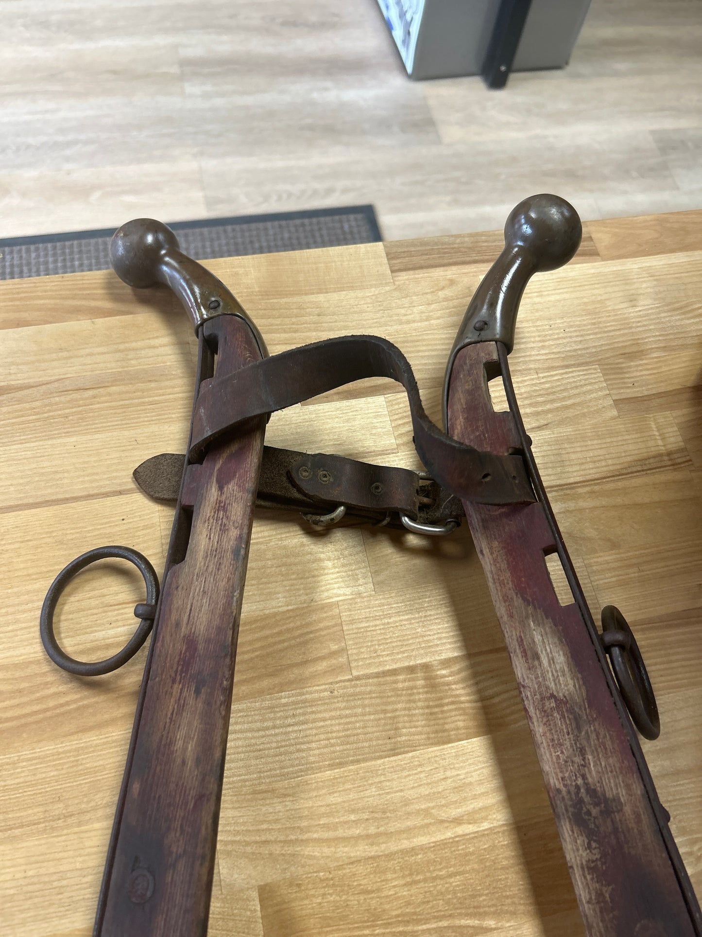 Antique horse hames Brass, Iron and Wood (unpolished brass) #1