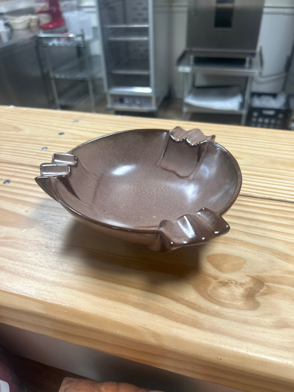 Frankoma Pottery Ashtray #458 Brown/Beige, Sapulpa Red Clay Made USA Vintage