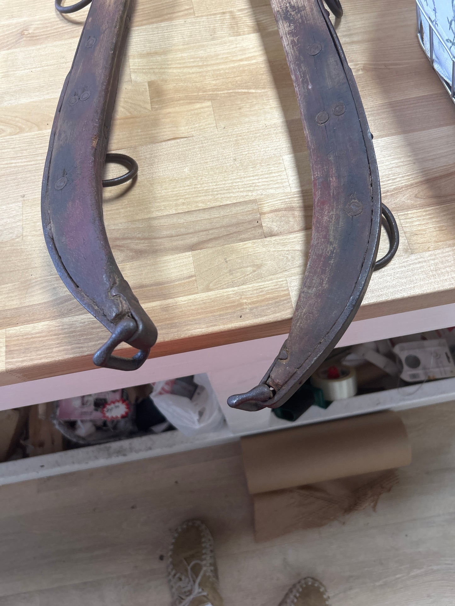 Antique horse hames Brass, Iron and Wood (unpolished brass) #1