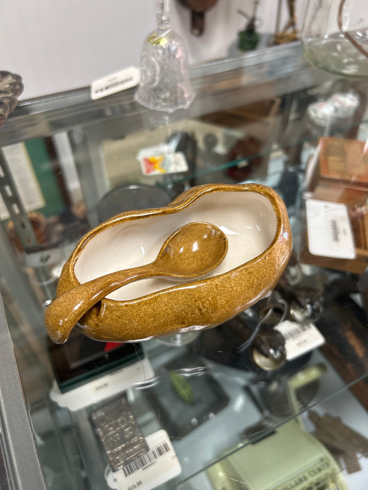 Vintage Ceramic Baked Potato Serving Dish & Spoon Sour Cream Condiments