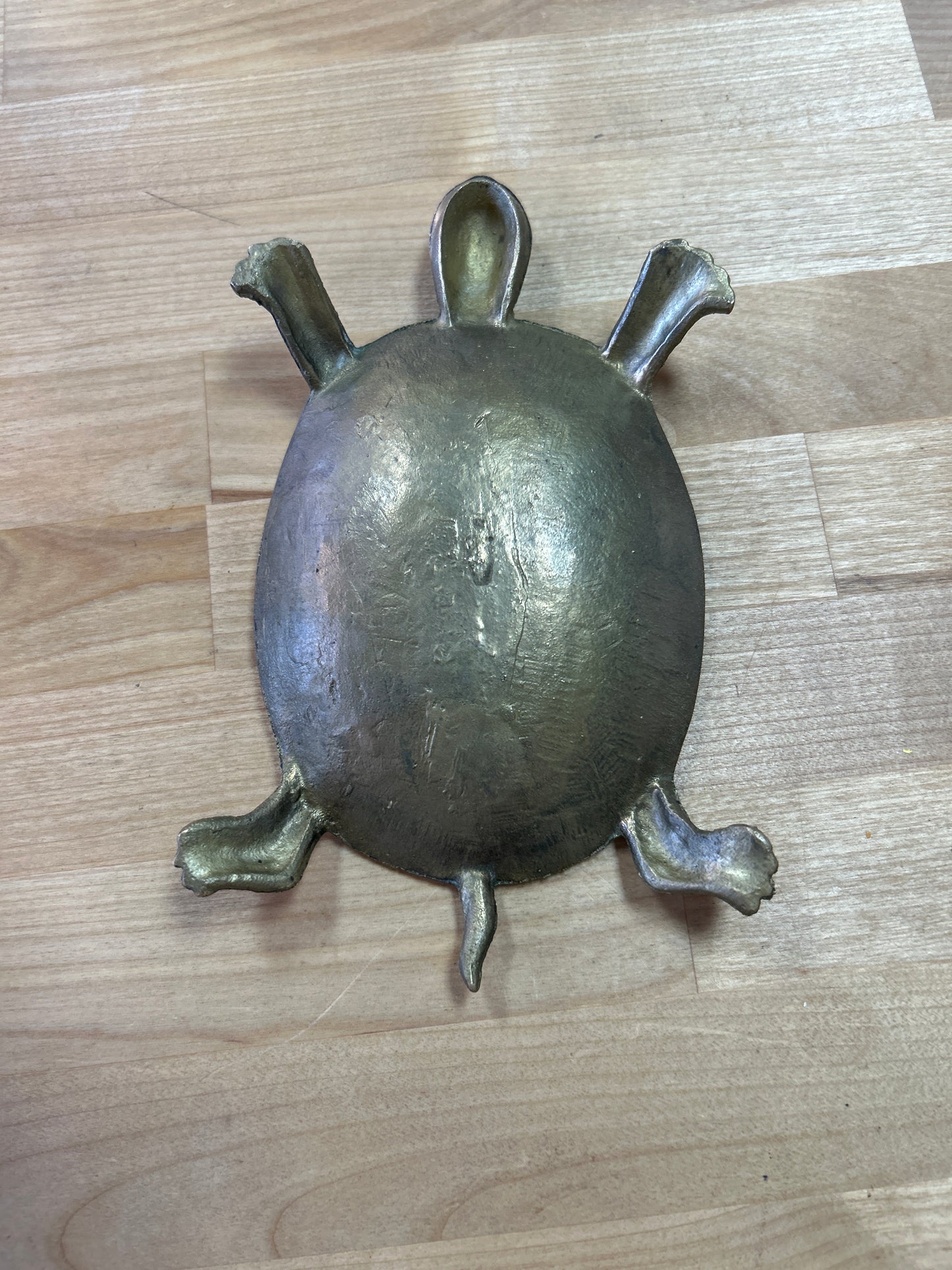 Vintage Brass Turtle Ashtray/Trinket Dish (head to tail 8”)