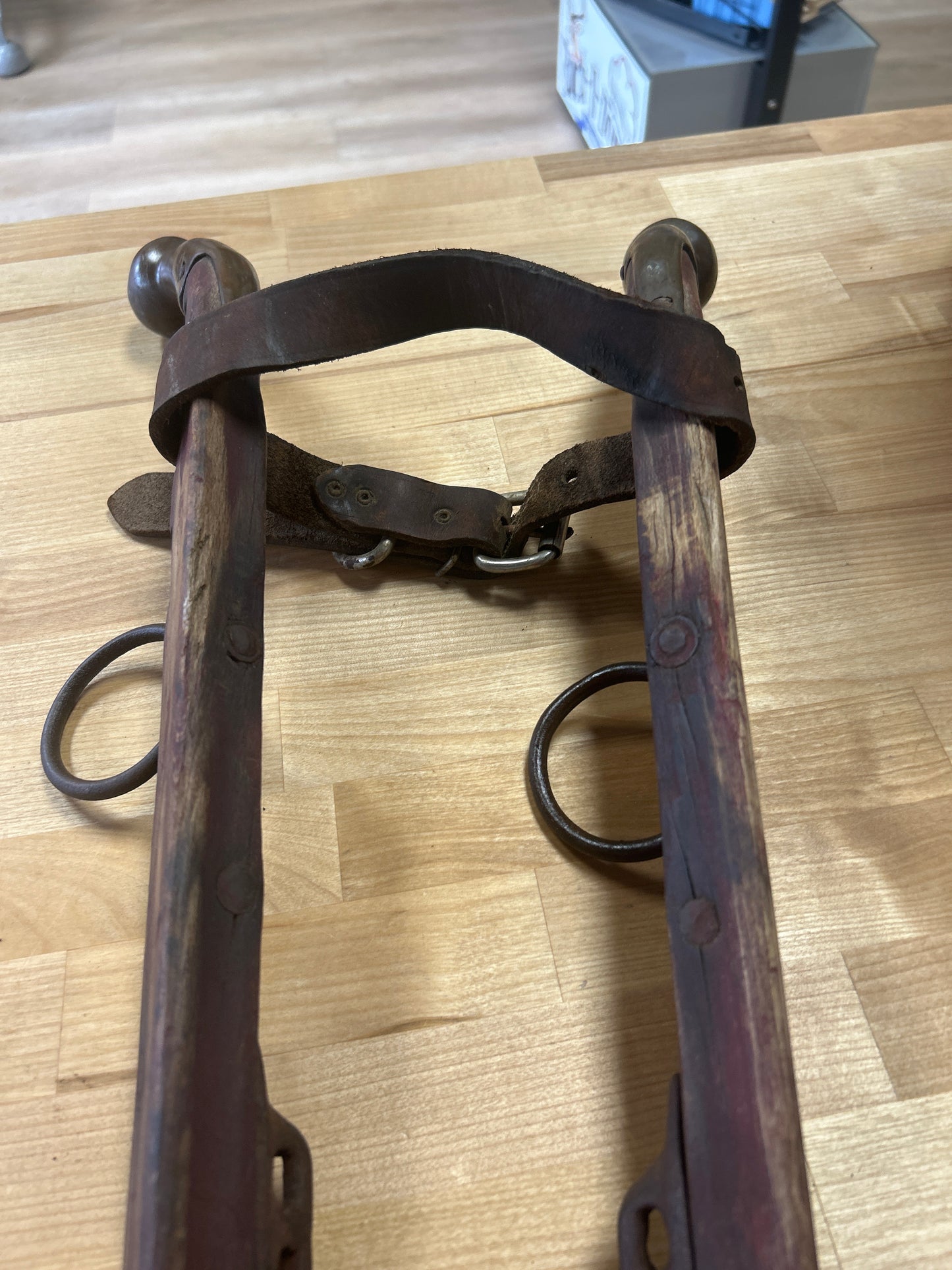 Antique horse hames Brass, Iron and Wood (unpolished brass) #1