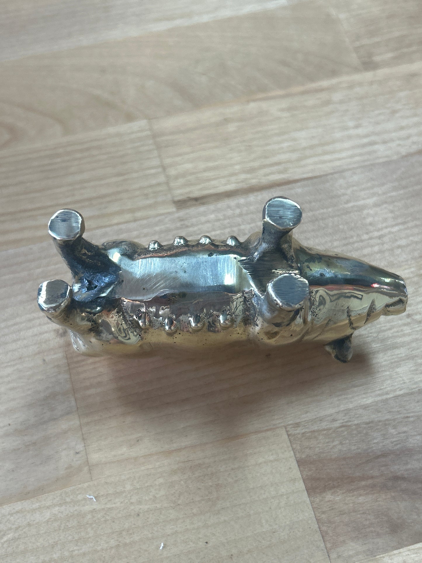 Vintage Solid Brass Pig 4” snout to tail