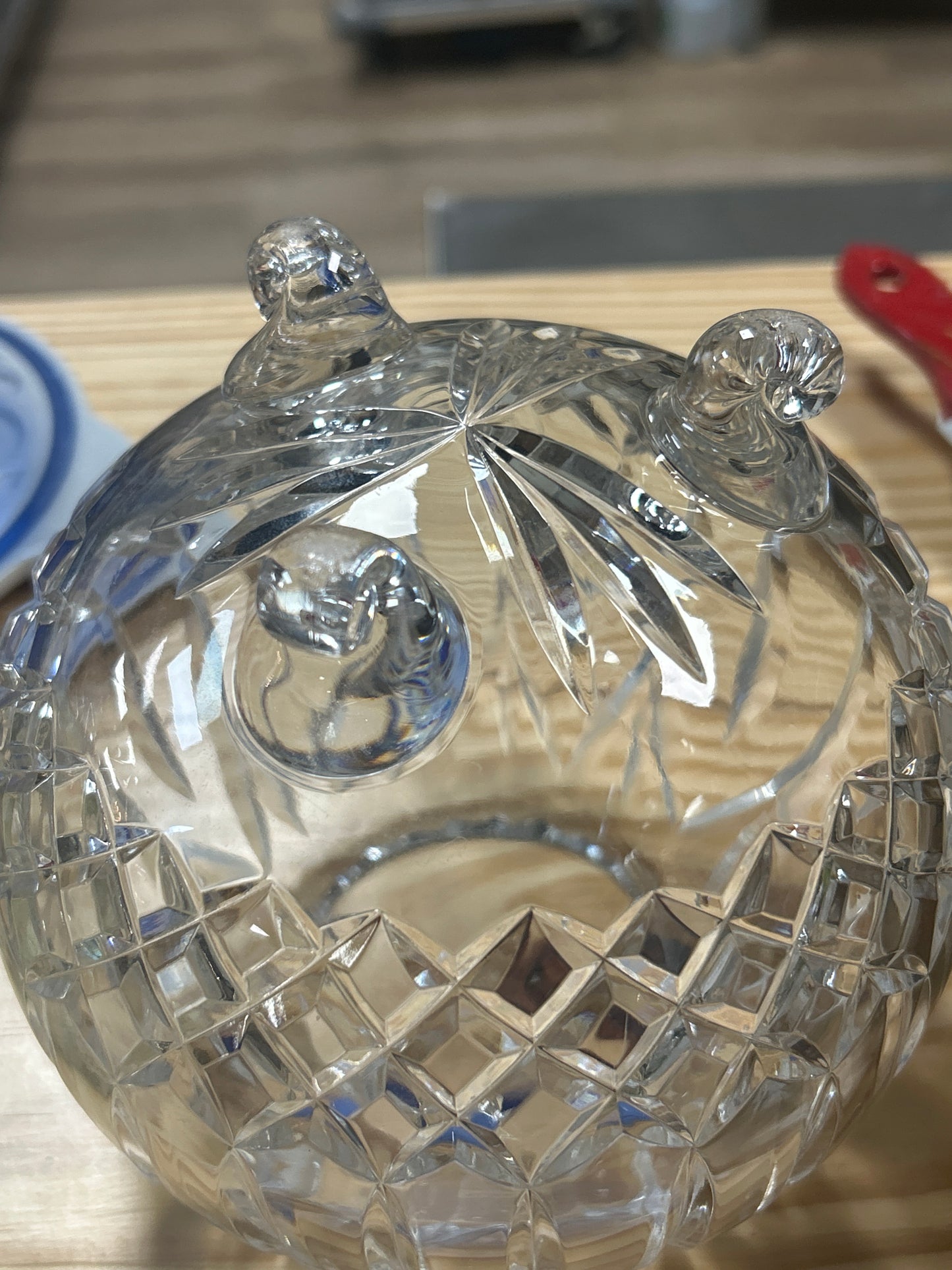 Unknown Vintage Crystal Rose Bowl, Heavy Crystal Posy Bowl, Deep Cut Crystal Footed Posy Bowl, Deep Cut Posy Bowl, Scroll Foot Posy Bowl