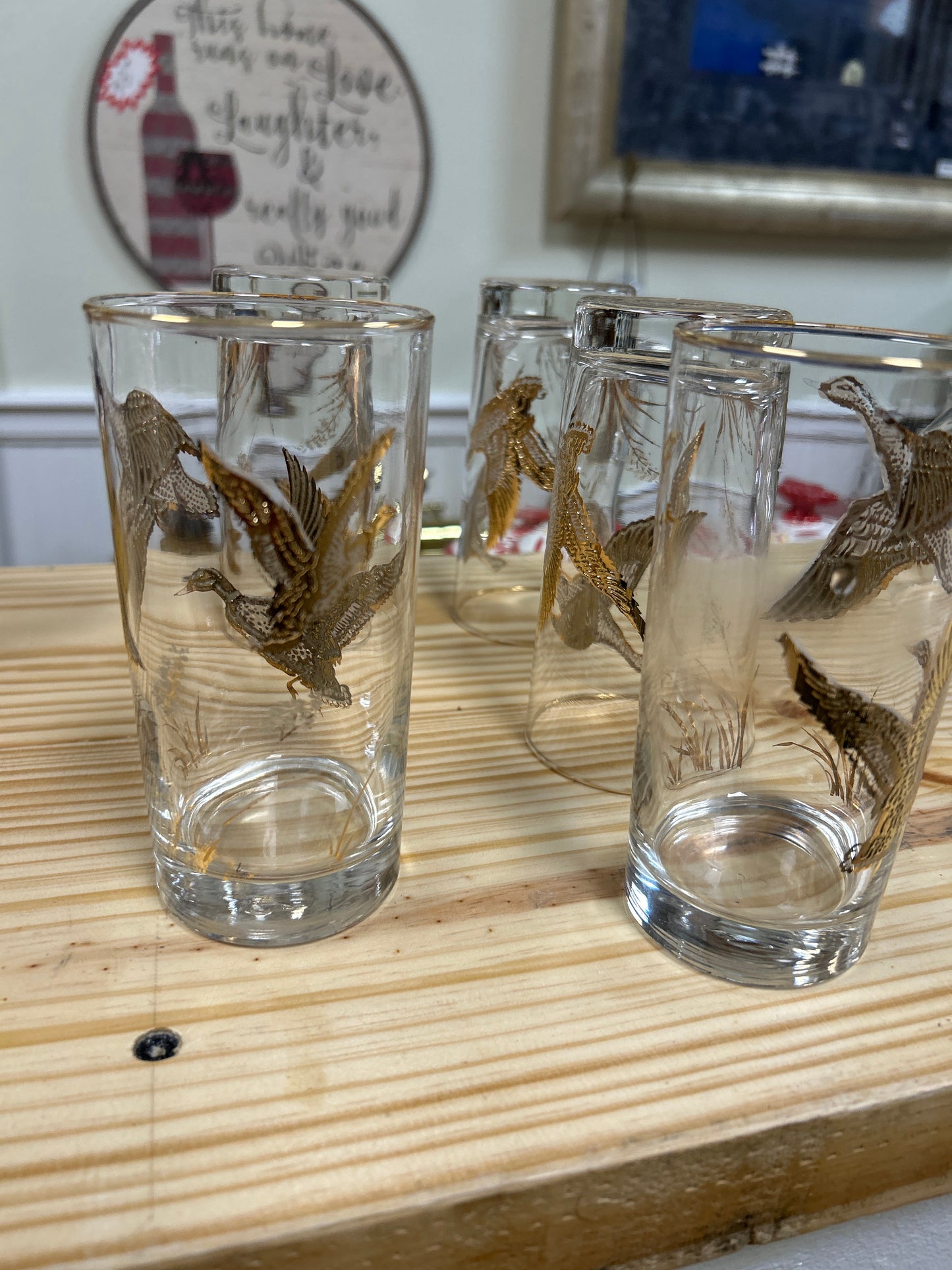 Vintage Gold Duck Glasses 5 in set