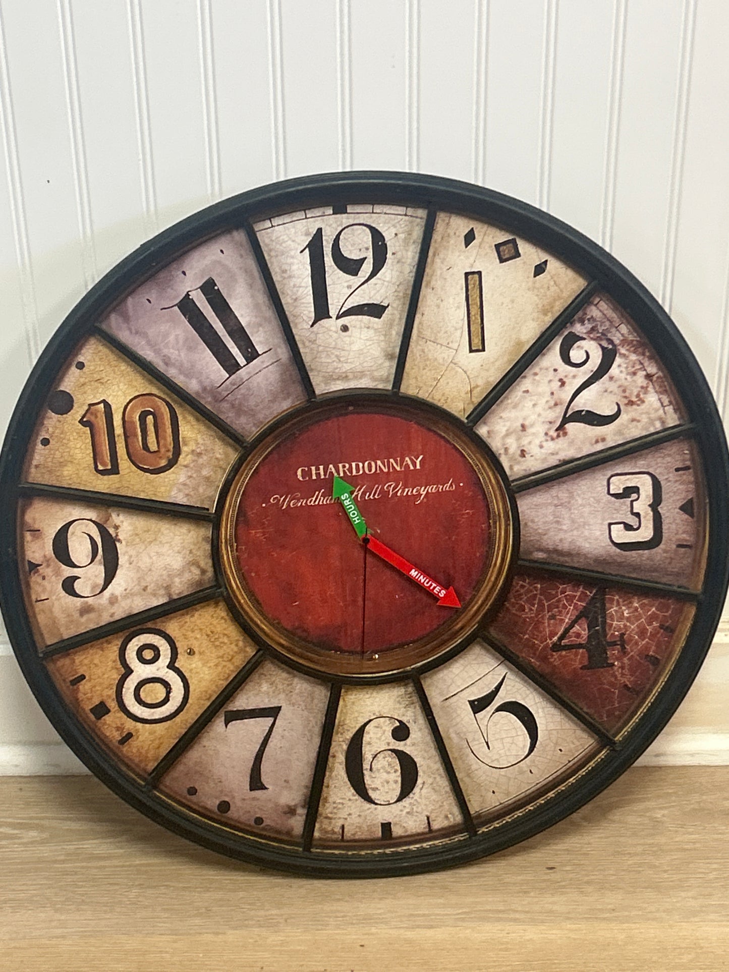 24” wall clock made to look old (new battery and clock mechanism installed)