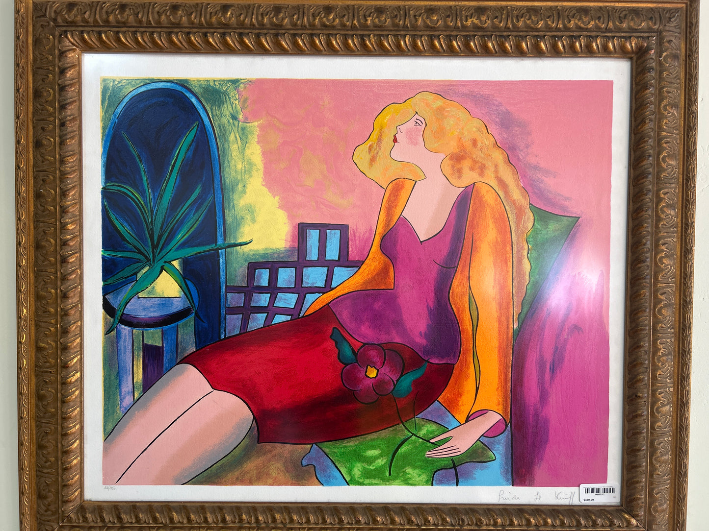Linda Le Kinff Print Signed and numbered "Woman Playing Violin" 30x36