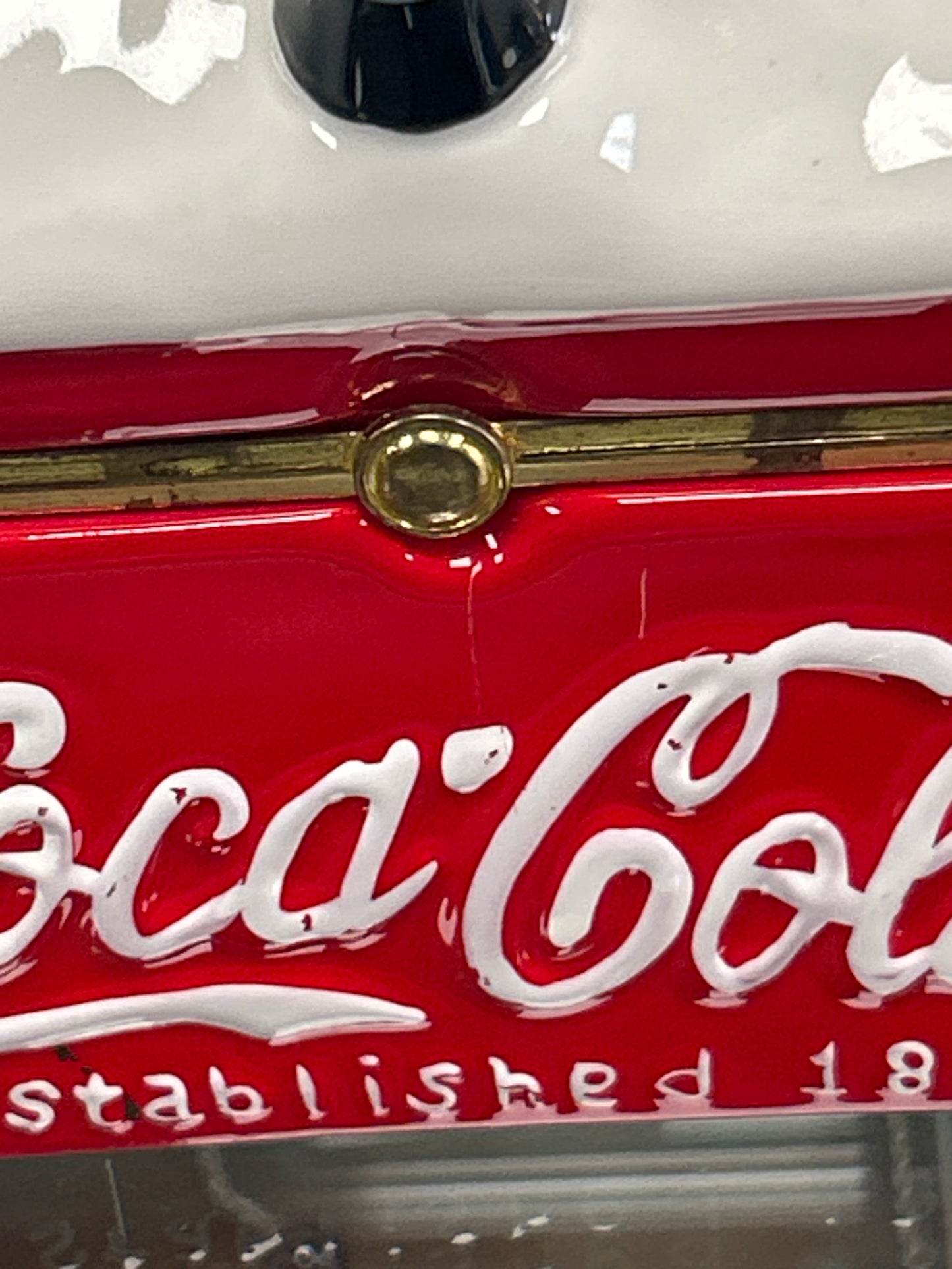 Coca Cola Hinged Ceramic Cooler Houston Harvest Trinket Box Vintage Classic