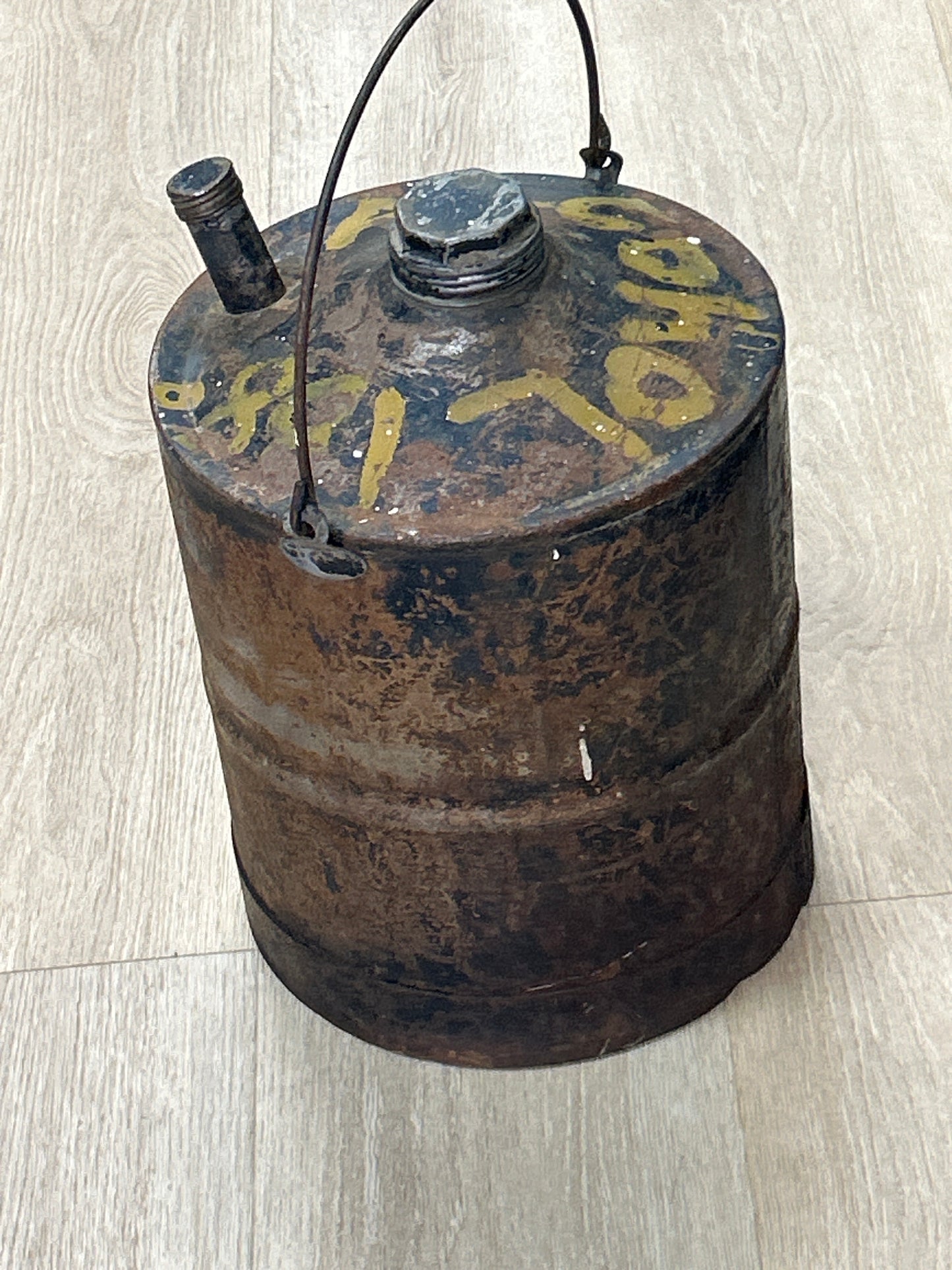 Vintage Gas Can w/ Alcohol Painted on top