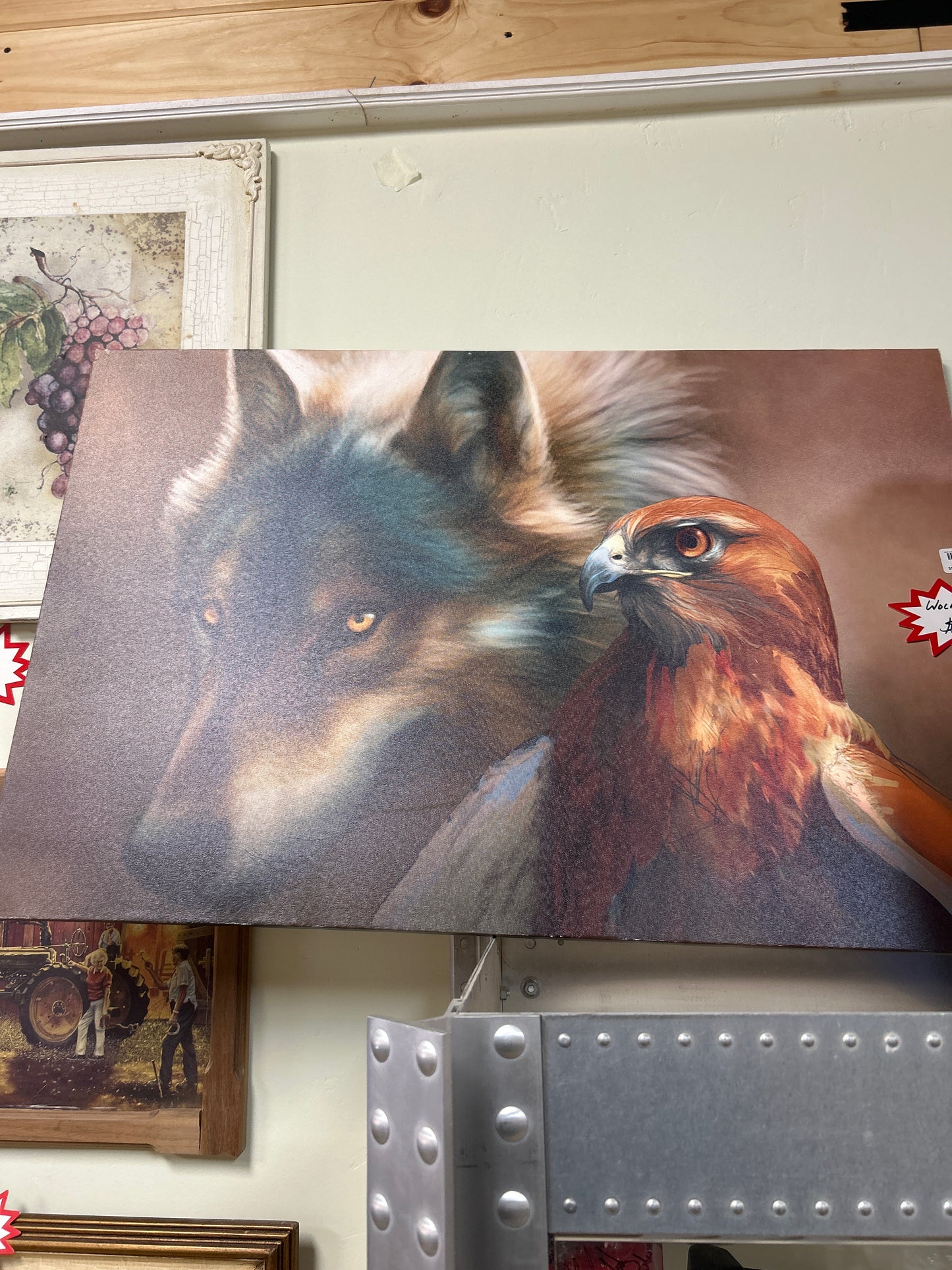 Wolf and Hawk Picture 23 1/2” x 35 1/2”