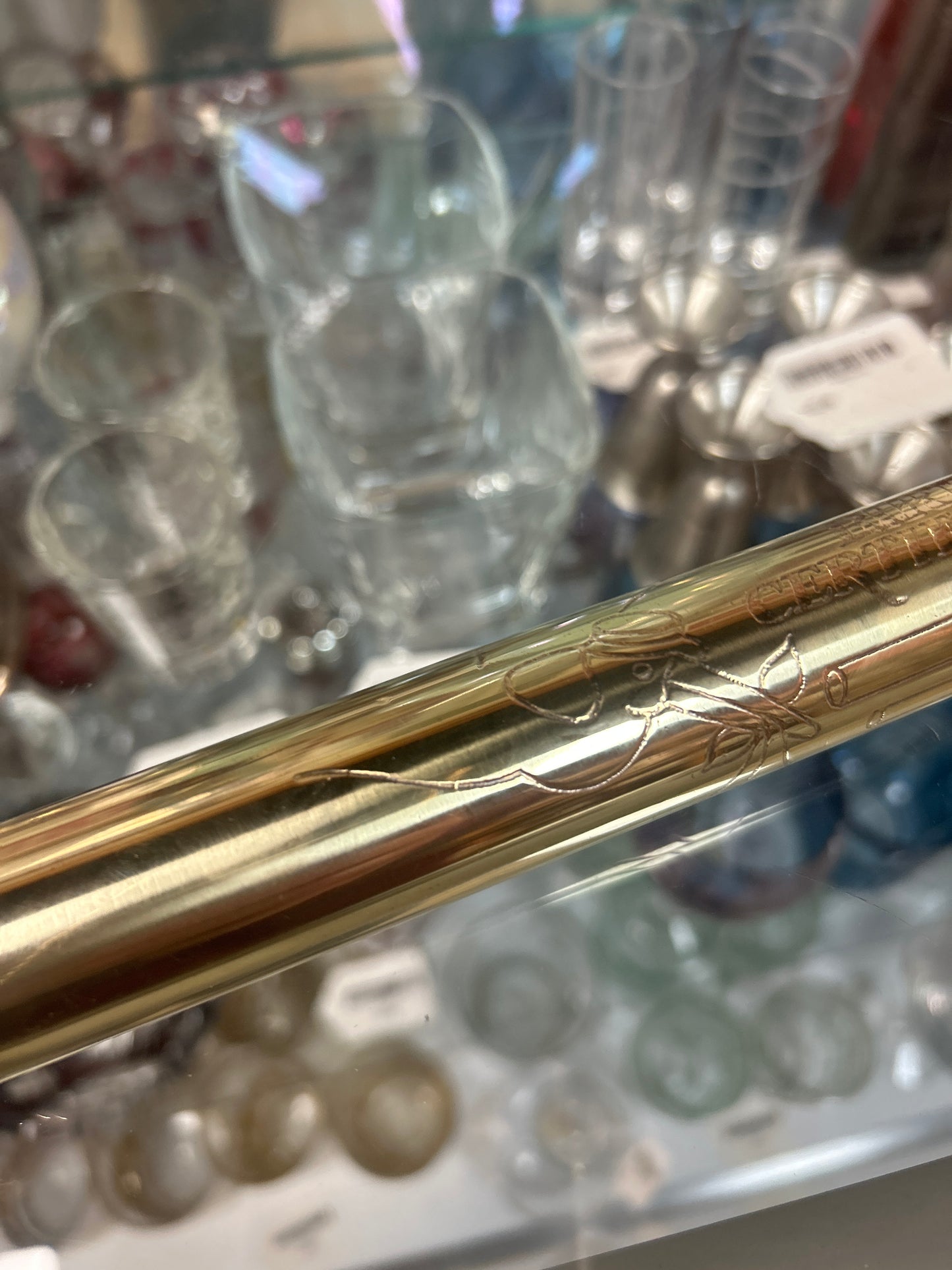 Vintage Brass Birth Certificate Tube Stork 9”