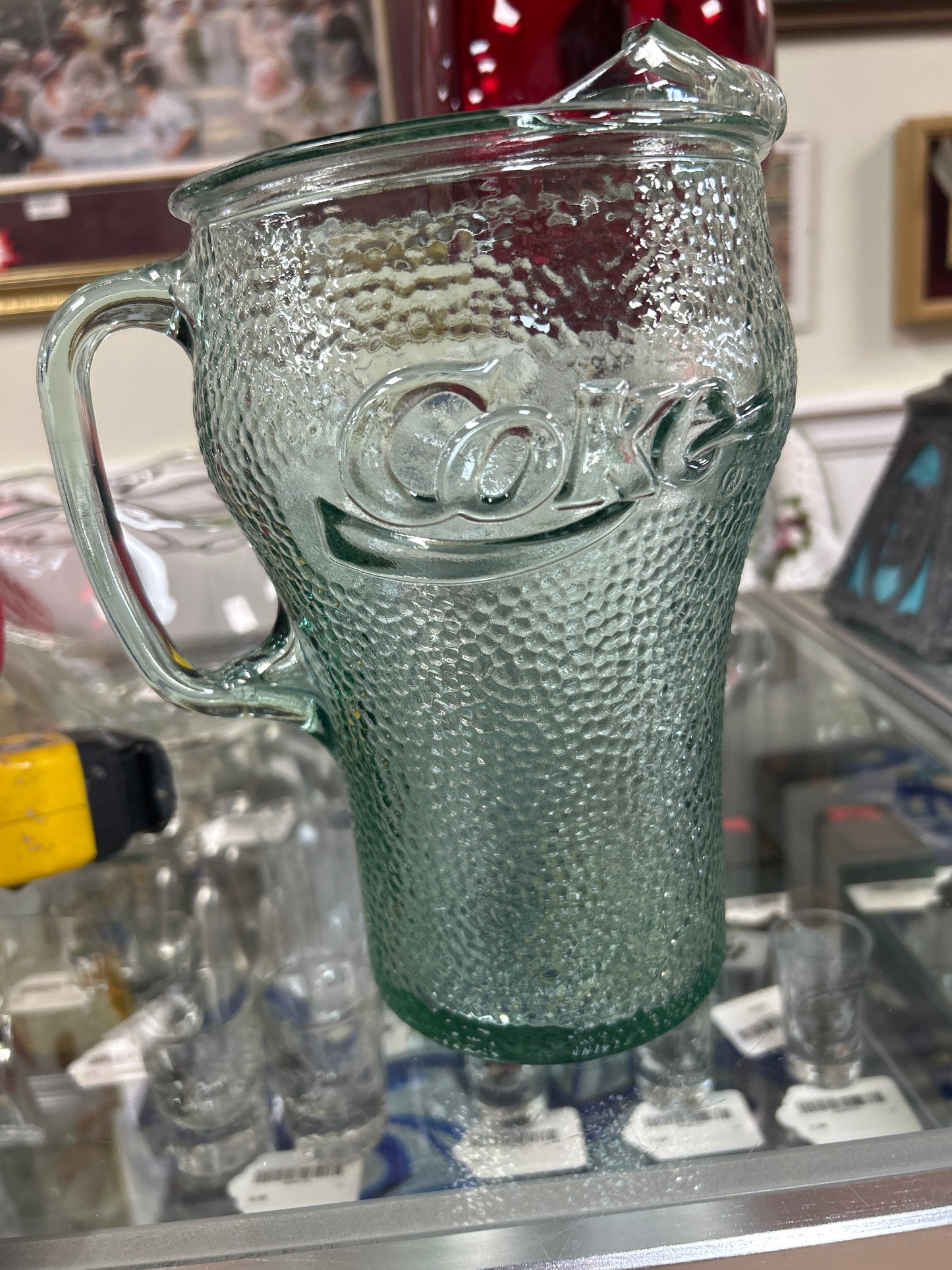 Vintage Coca-Cola Heavy Green Pebbled Glass Picher