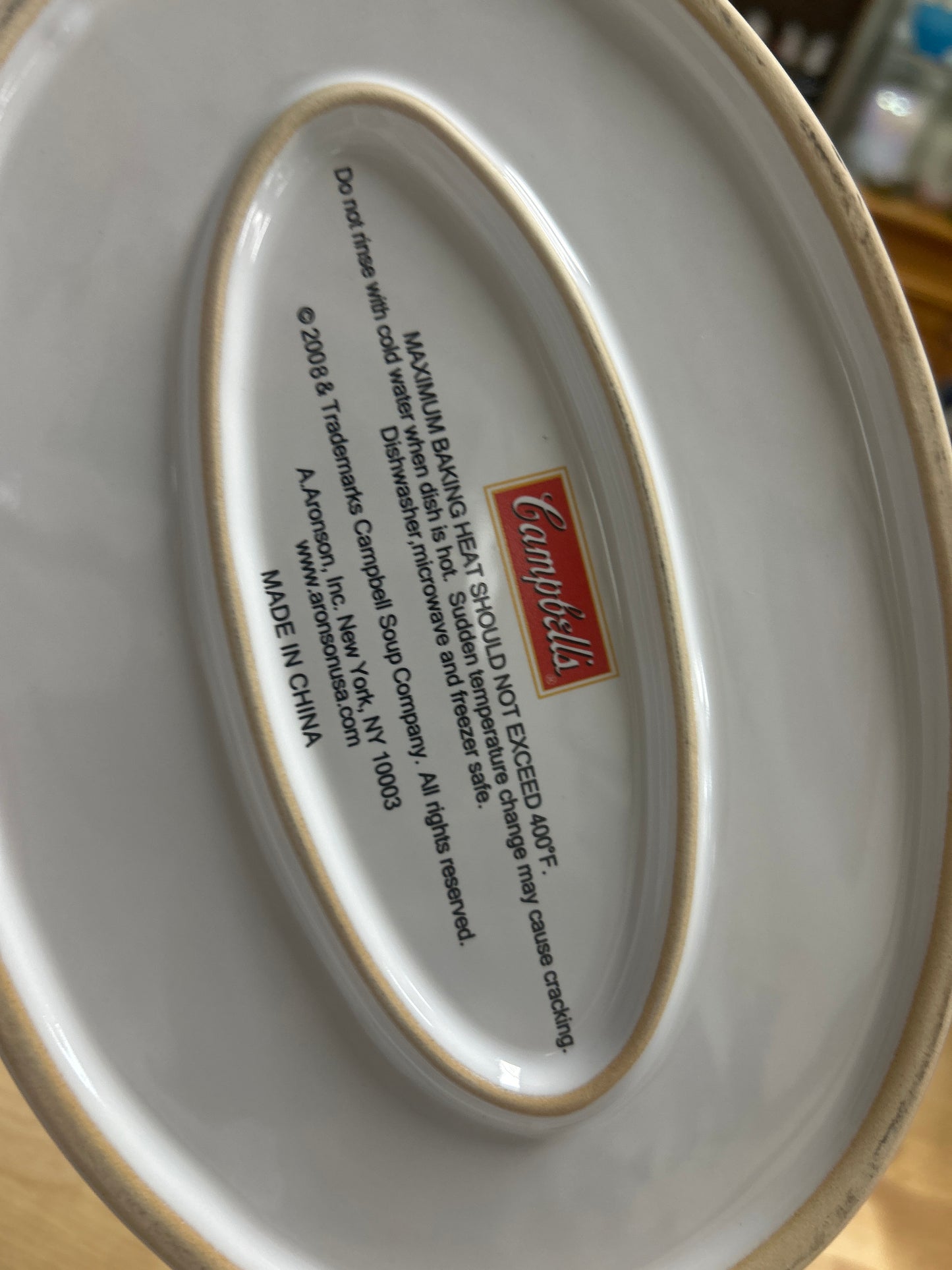 Campbell's Soup Company Kitchen 2010 Oval Green Bean Casserole Dish