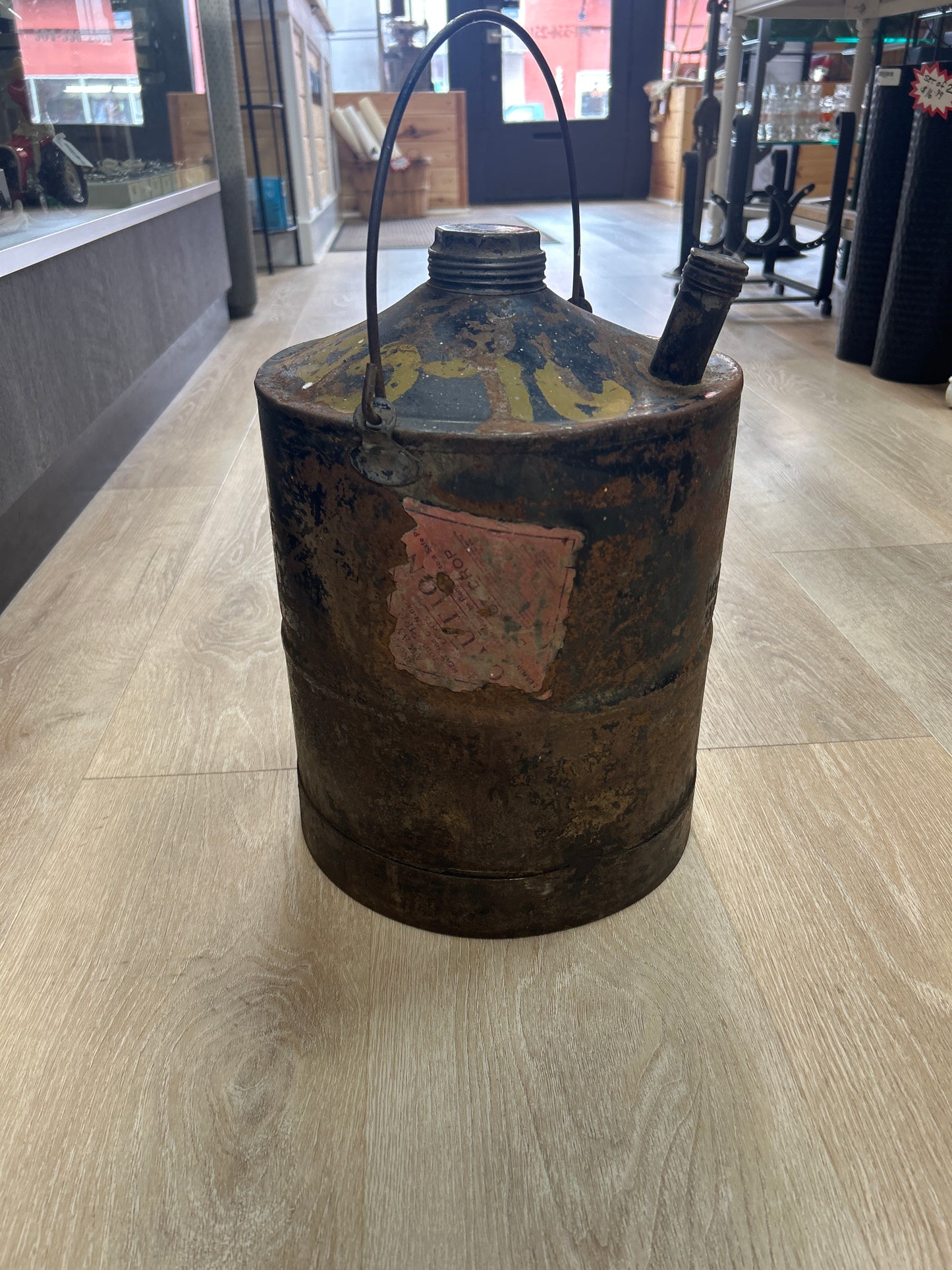 Vintage Gas Can w/ Alcohol Painted on top