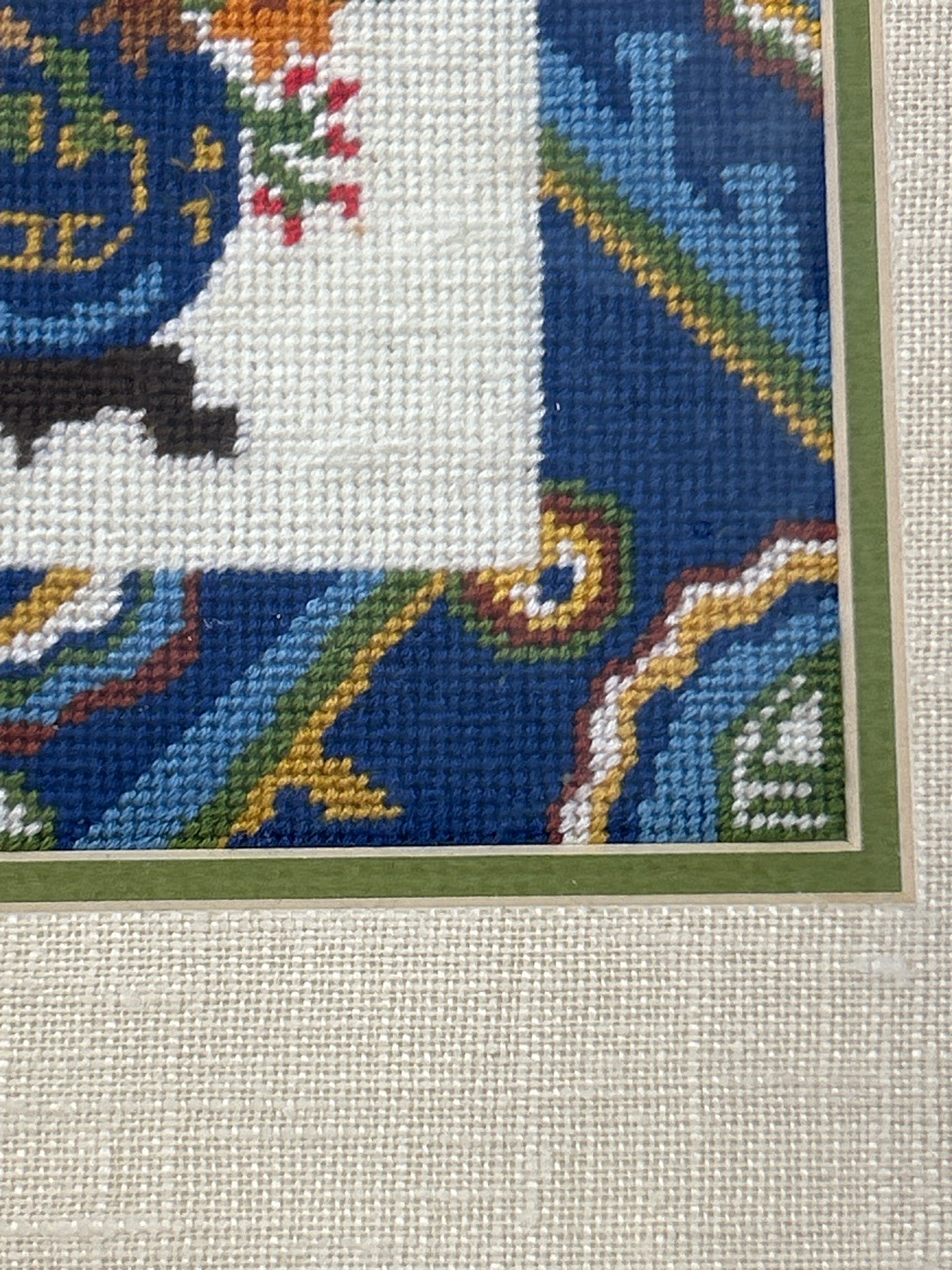 Vintage Needle Point. Double Matted Professionally Framed
