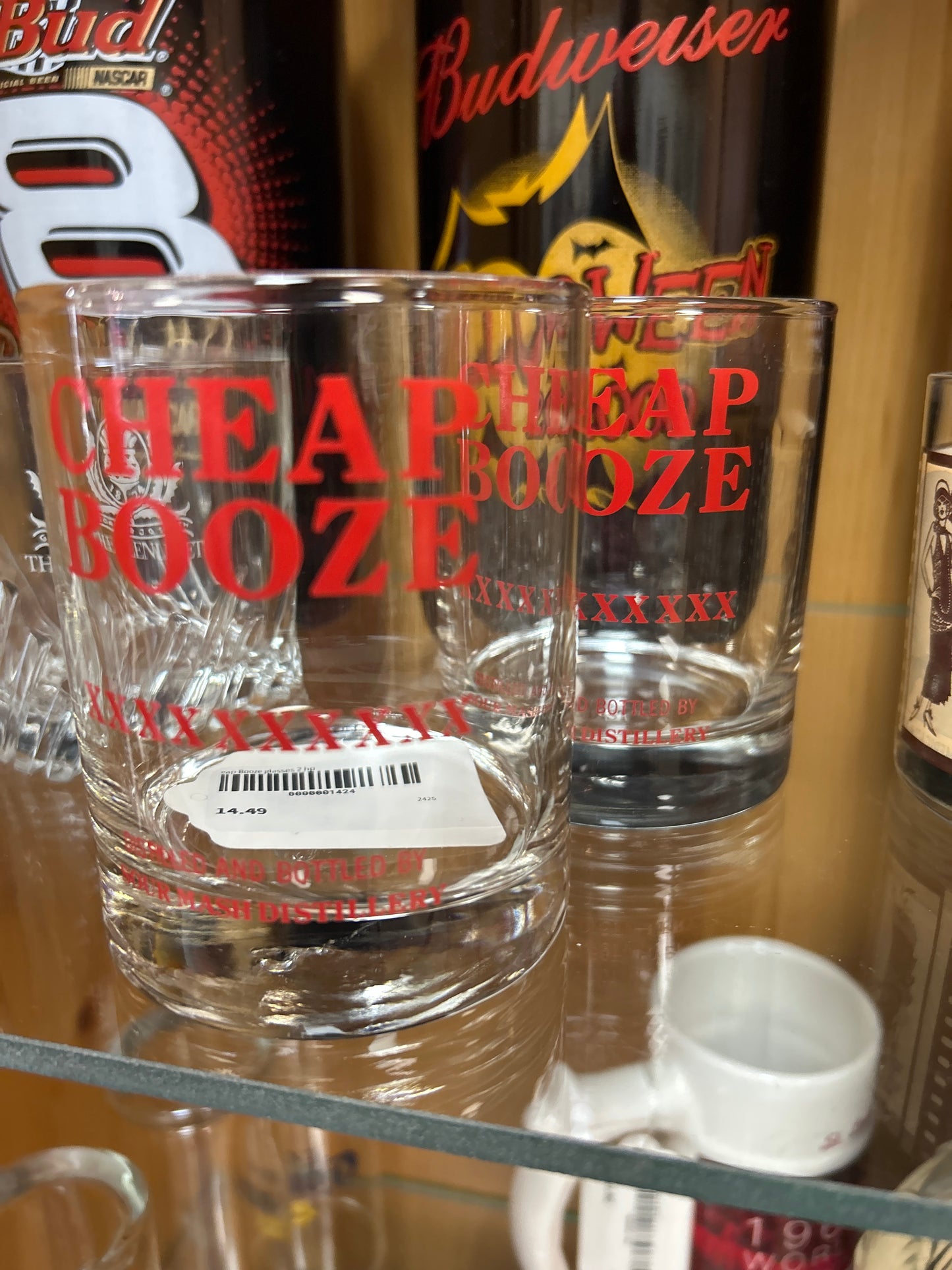 Vintage Cheap Booze Whiskey glasses (set of 2)