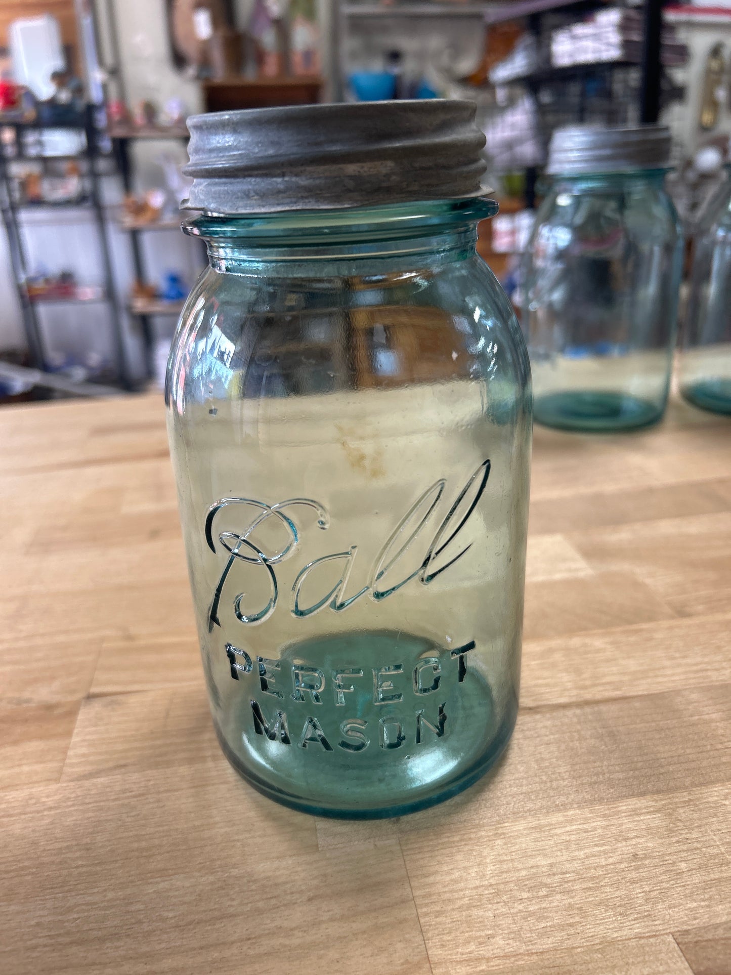 Ball Perfect Mason Jar Aqua Blue w/ Lid #9