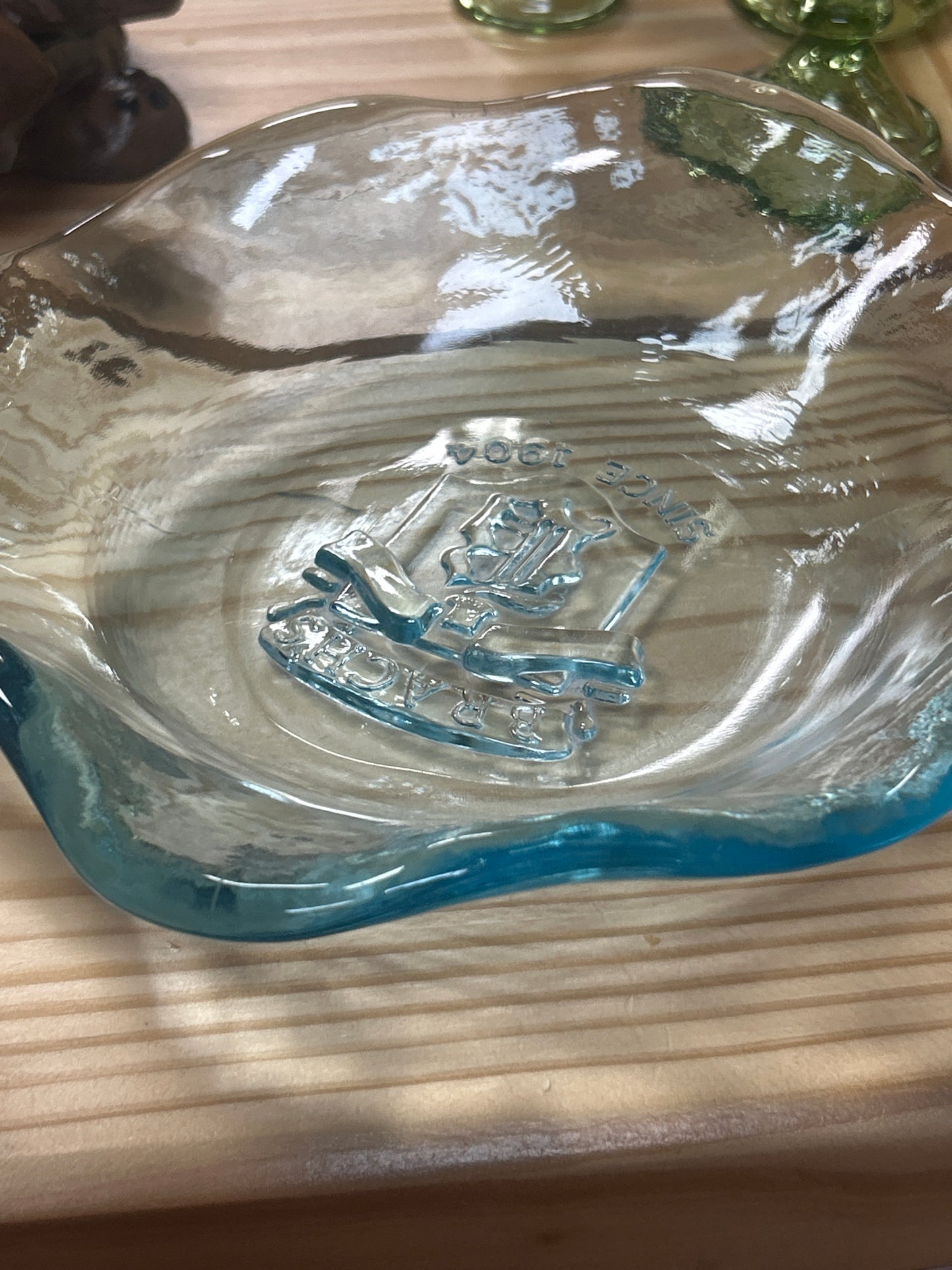 Vintage Brach's Candy Company Blue Thick Recycle Glass Candy Dish Brach's Logo